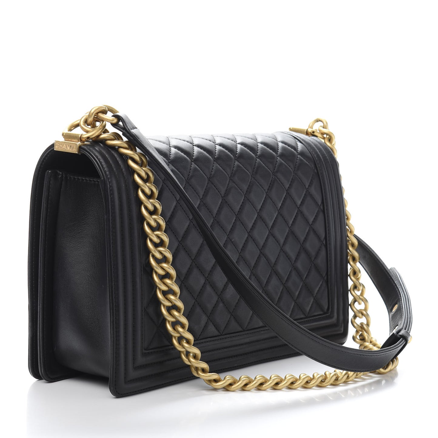 Lambskin Quilted New Medium Boy Flap Black