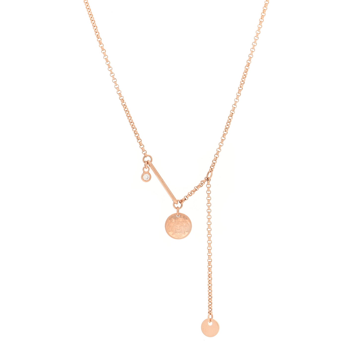 18K Rose Gold Diamond PM Ex-Libris Pendant Necklace