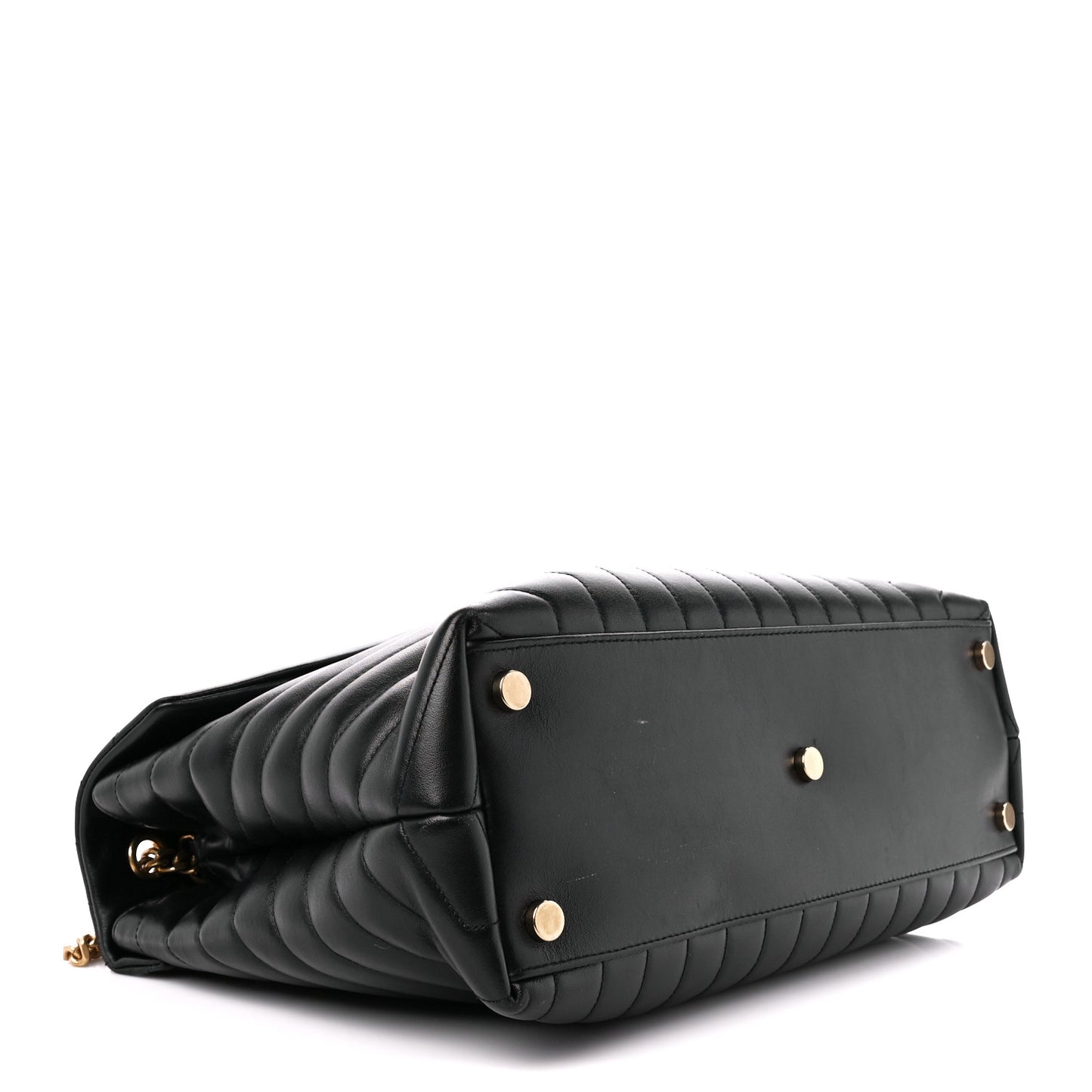 Calfskin Y Quilted Monogram Large Loulou Chain Satchel Black