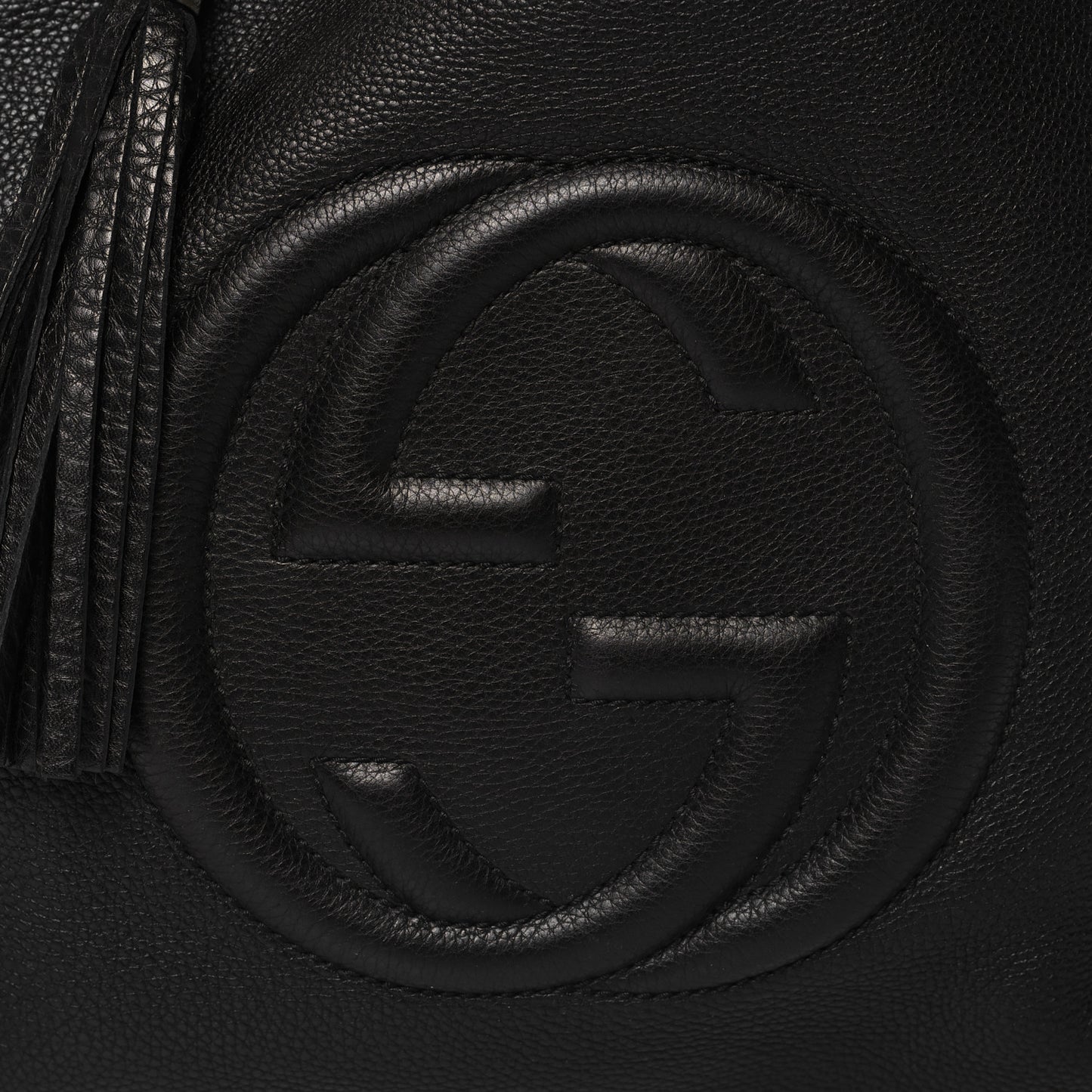Pebbled Calfskin Medium Soho Shoulder Bag Black