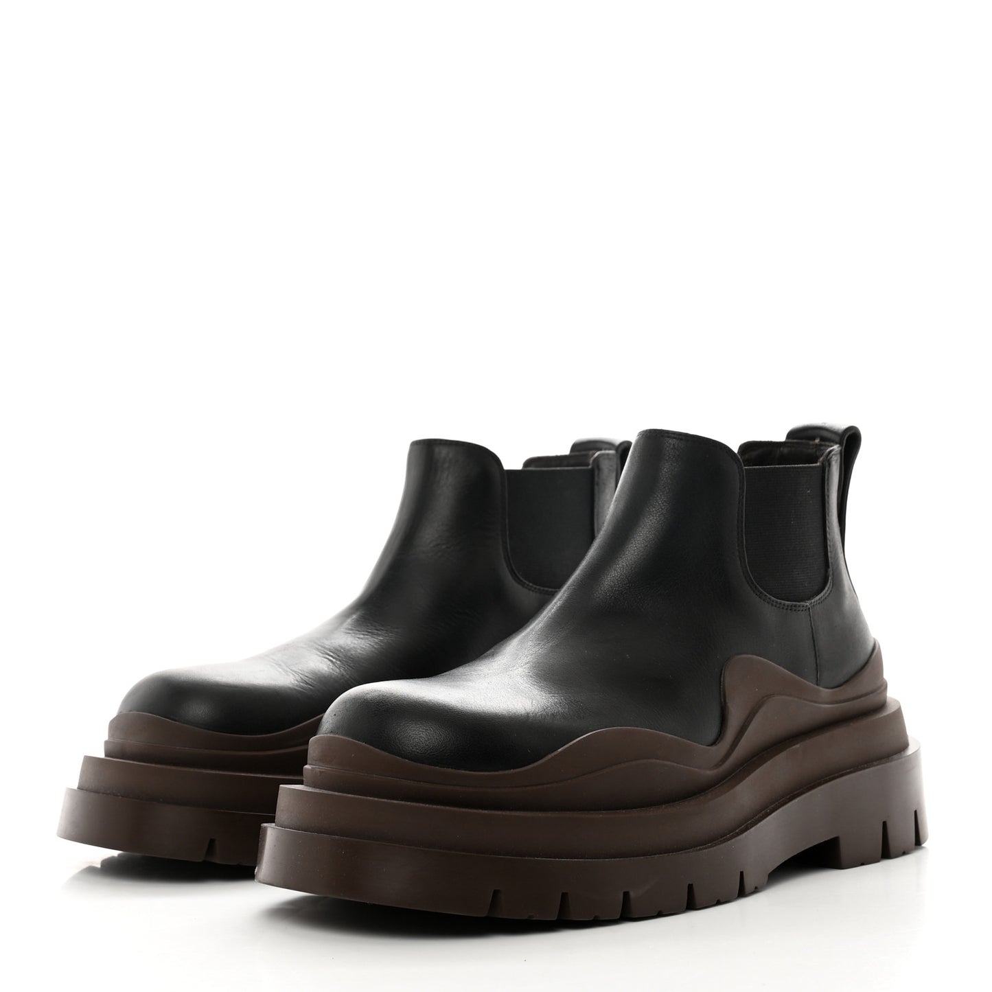 Calfskin The Tire Cropped Chelsea Short Boots 37.5 Brown