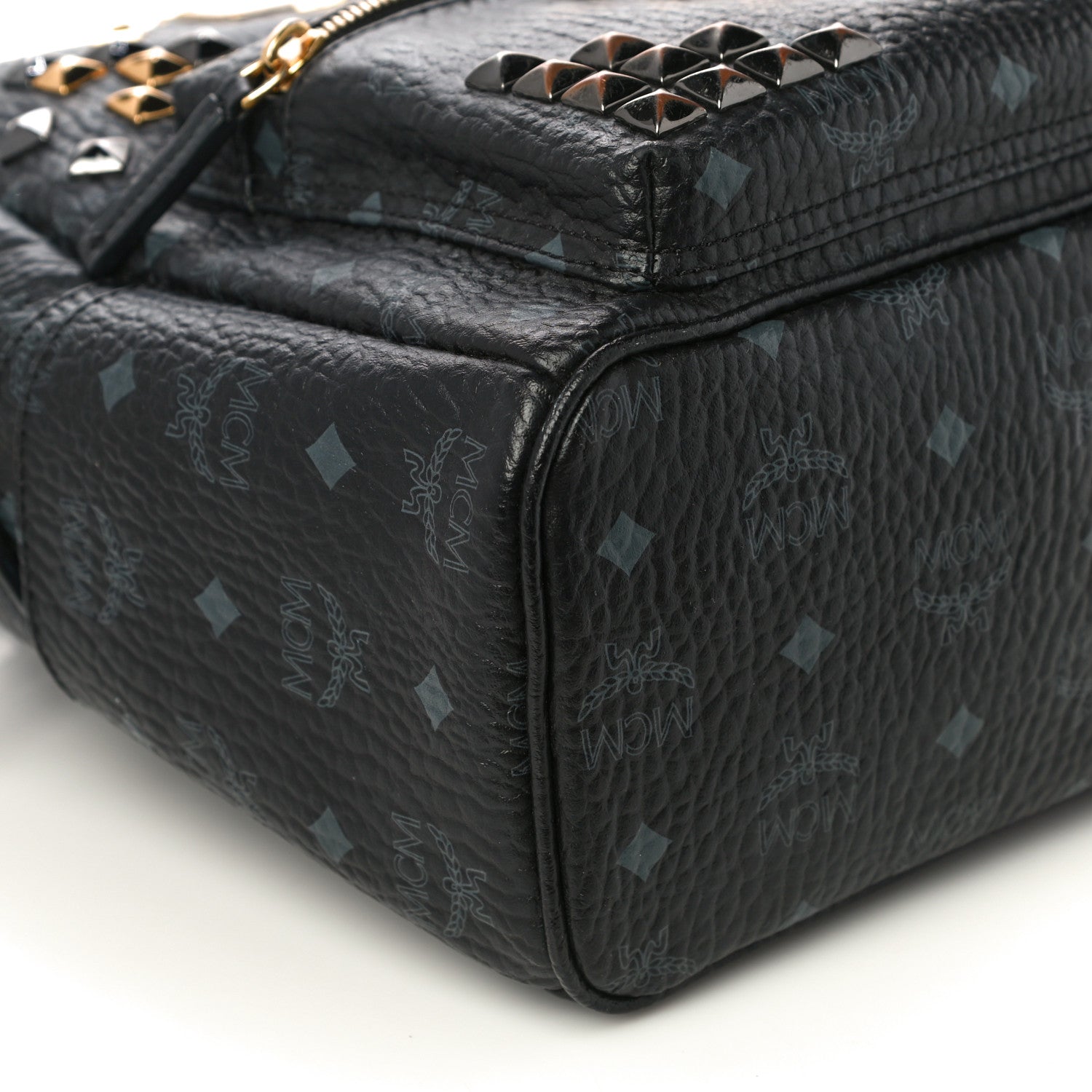 MCM Visetos Studded Small Stark M Backpack Black 9 of 10