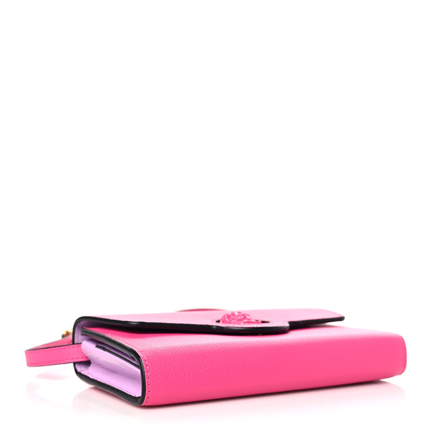 Grained Calfskin La Medusa Wallet On Chain Fuchsia Pink Lilac