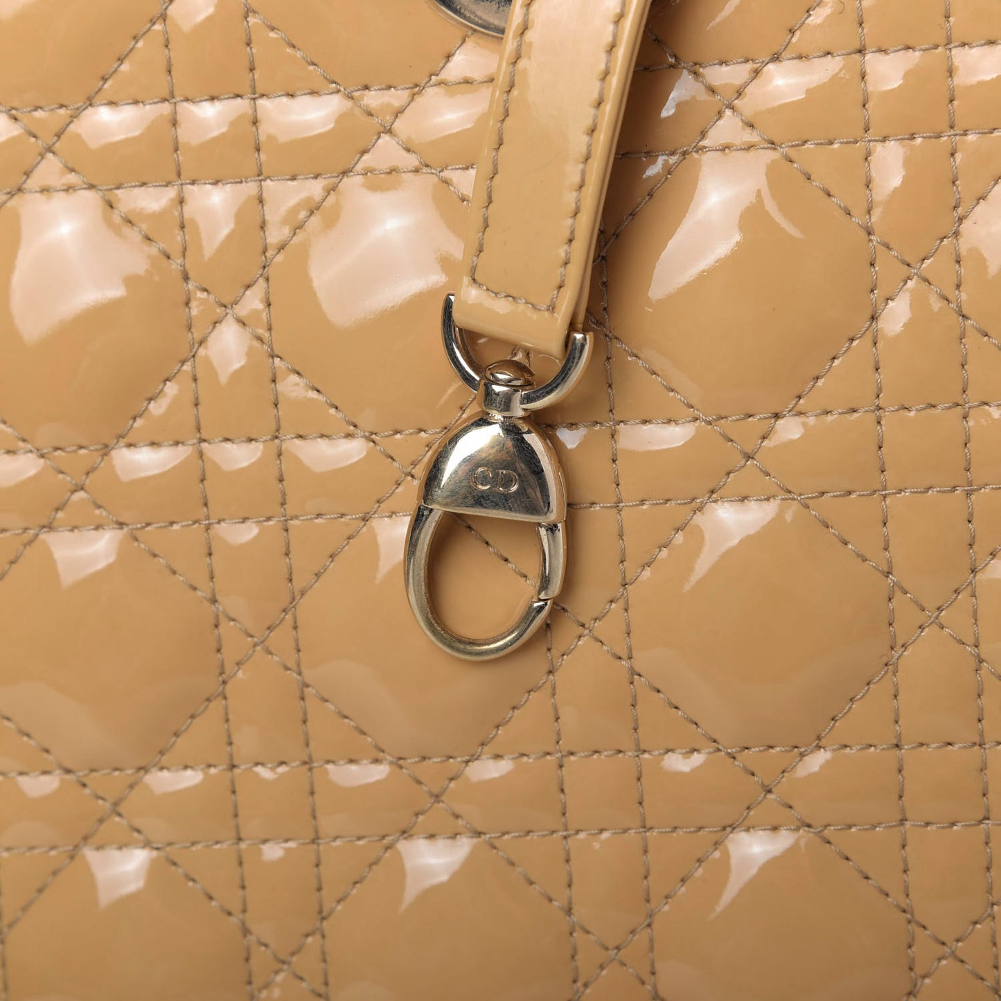 Patent Cannage Large Lady Dior Beige