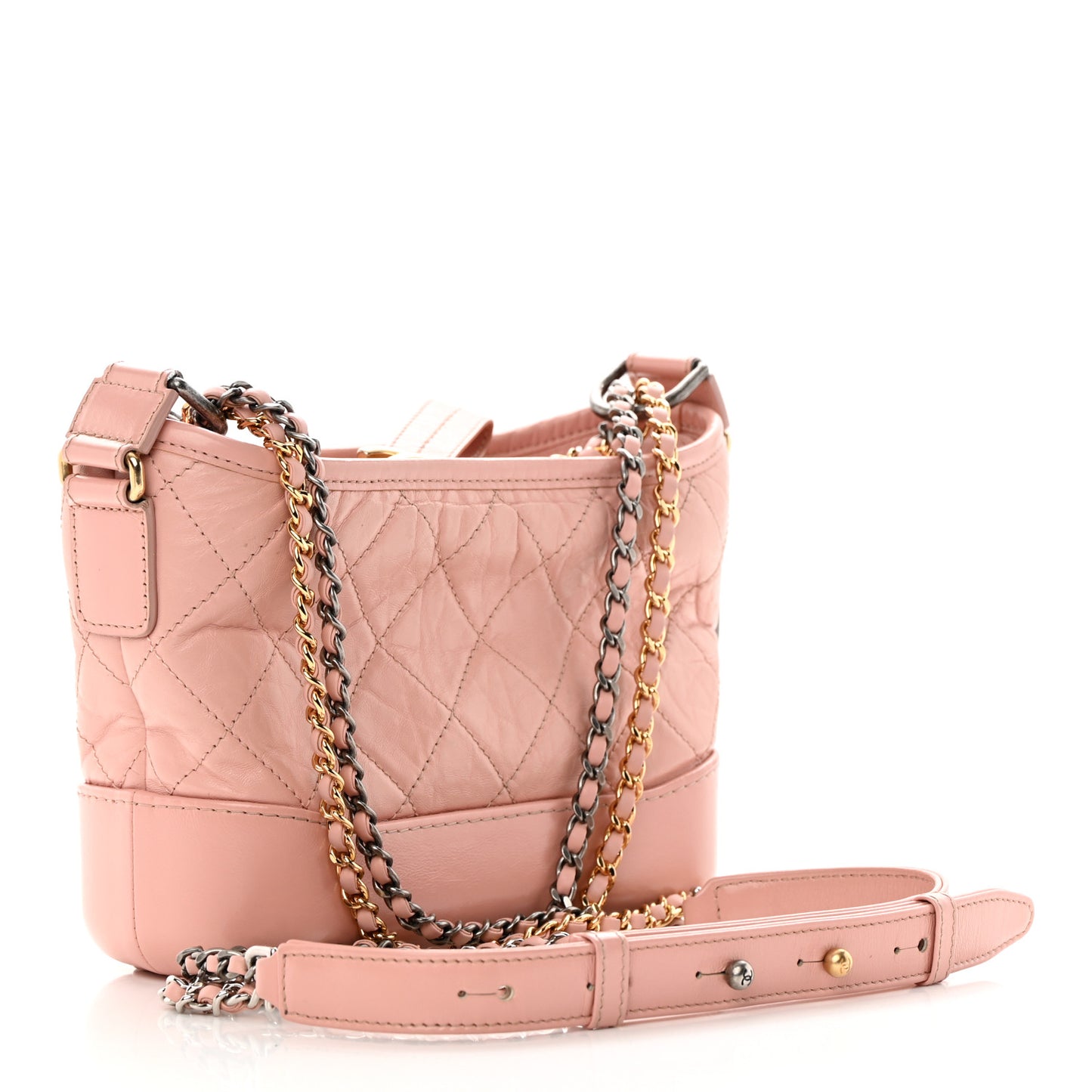 Aged Calfskin Quilted Small Gabrielle Hobo Pink