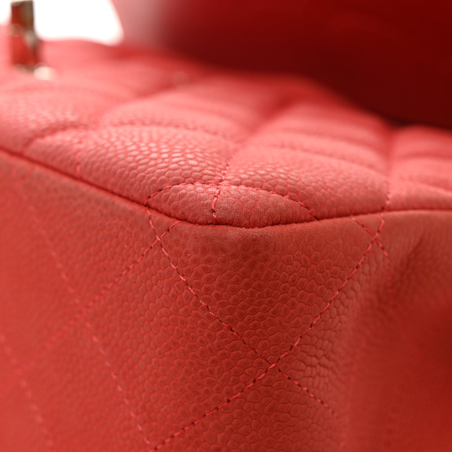 Iridescent Caviar Quilted Jumbo Double Flap Coral