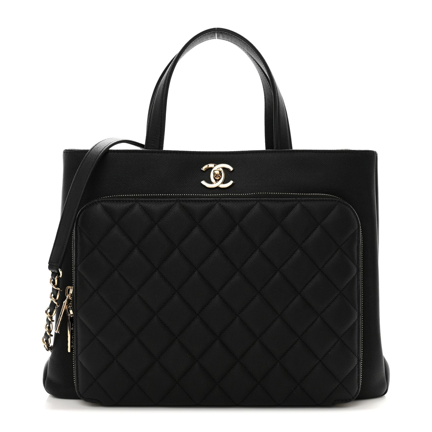 Caviar Quilted Large Business Affinity Shopping Bag Black
