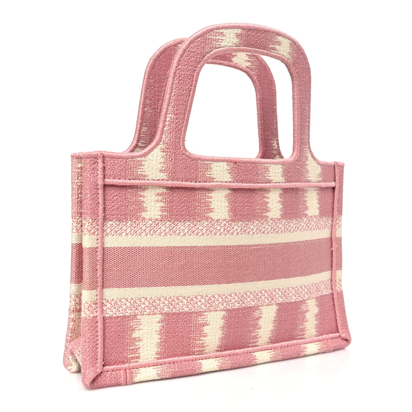 Canvas Embroidered Mini Striped Book Tote Pink Multicolor