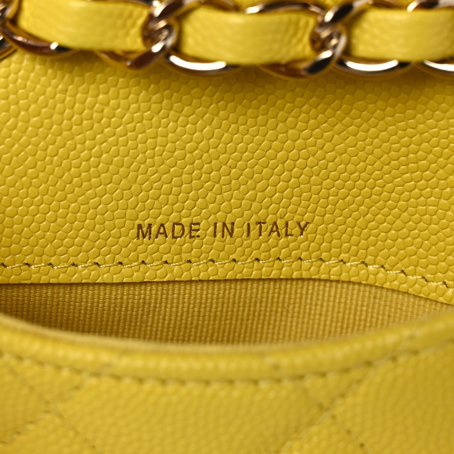 Caviar Quilted Mini Chain Belt Bag Yellow