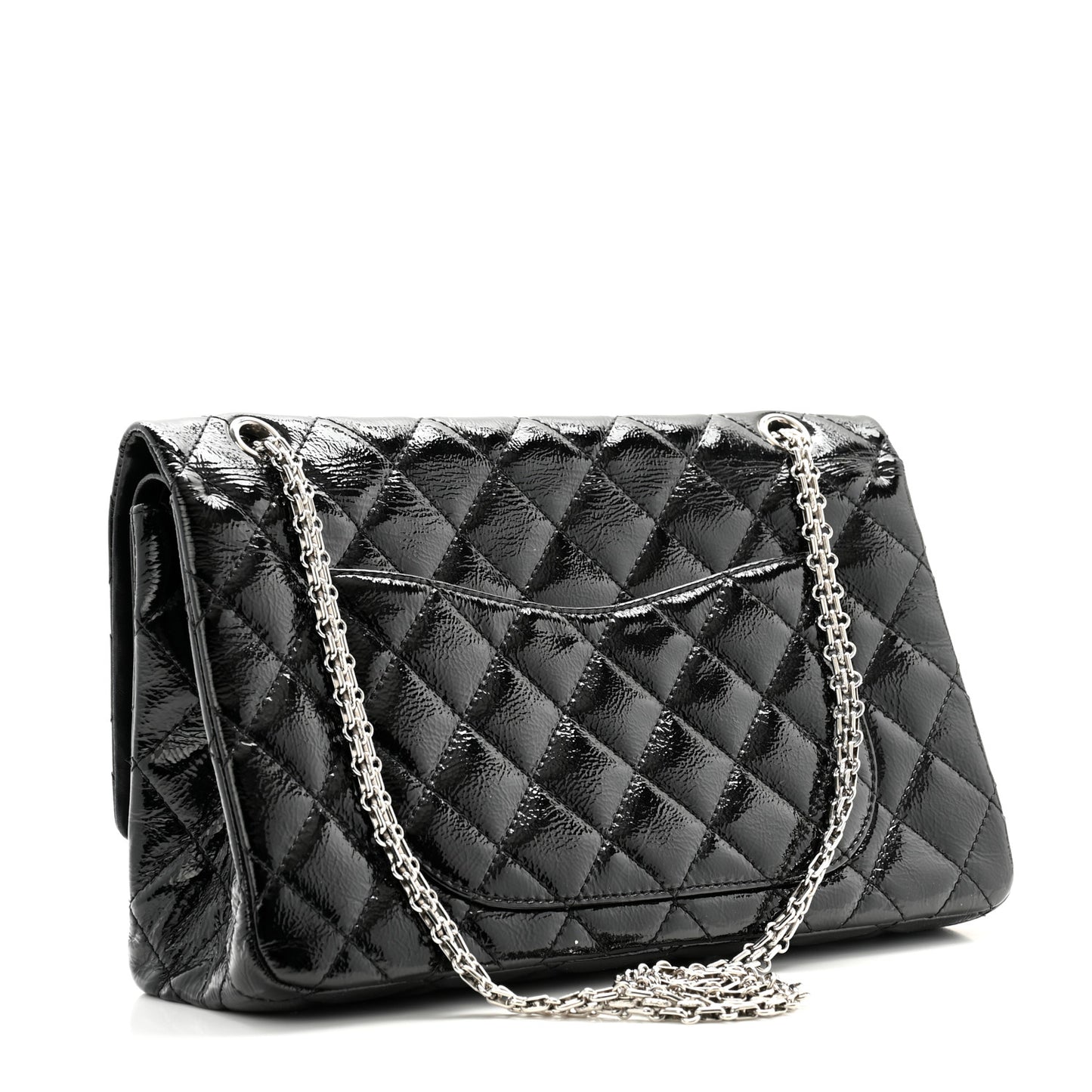 Distressed Patent Quilted 2.55 Reissue 227 Flap Black
