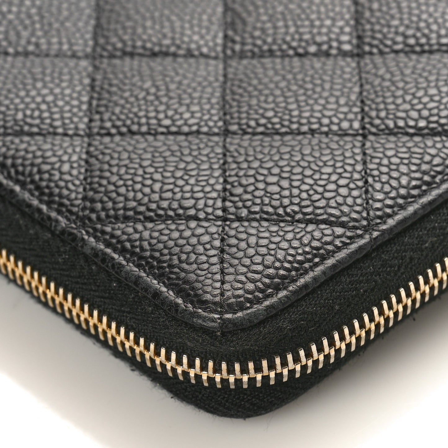 Caviar Quilted Large Zip Around Organizer Wallet Black