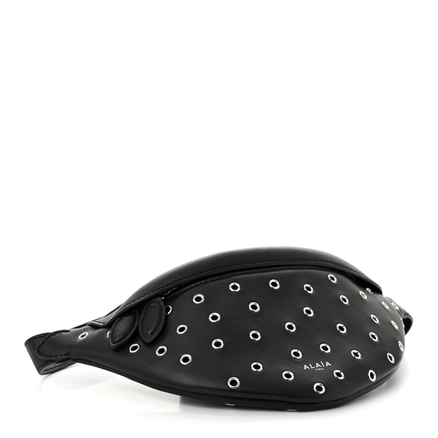 Lambskin Grommet Belt Bag Black