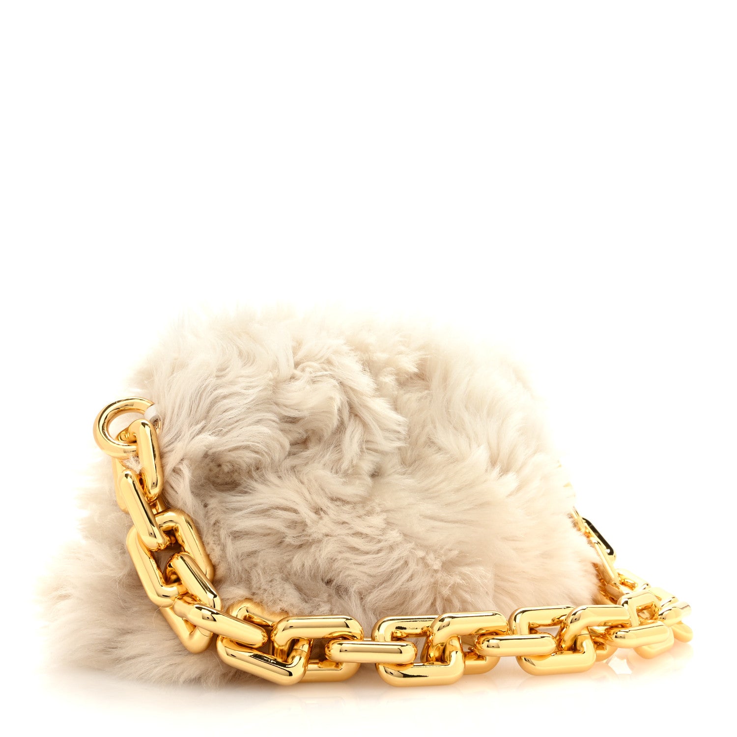 Bottega Veneta Shearling Lambskin The Pouch Chain White 3 of 8
