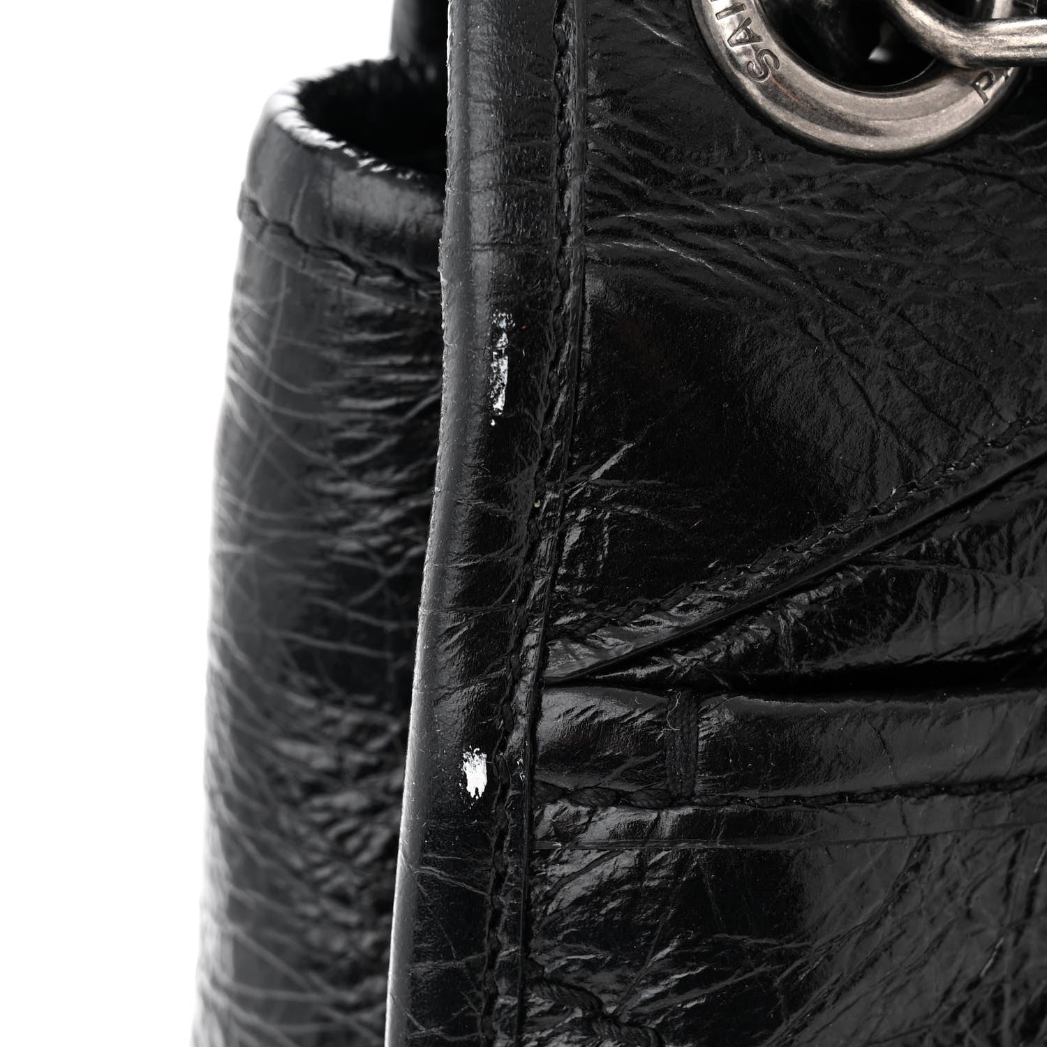 Saint Laurent Crinkled Calfskin Matelasse Monogram Large Niki Chain Satchel Black 13 of 13
