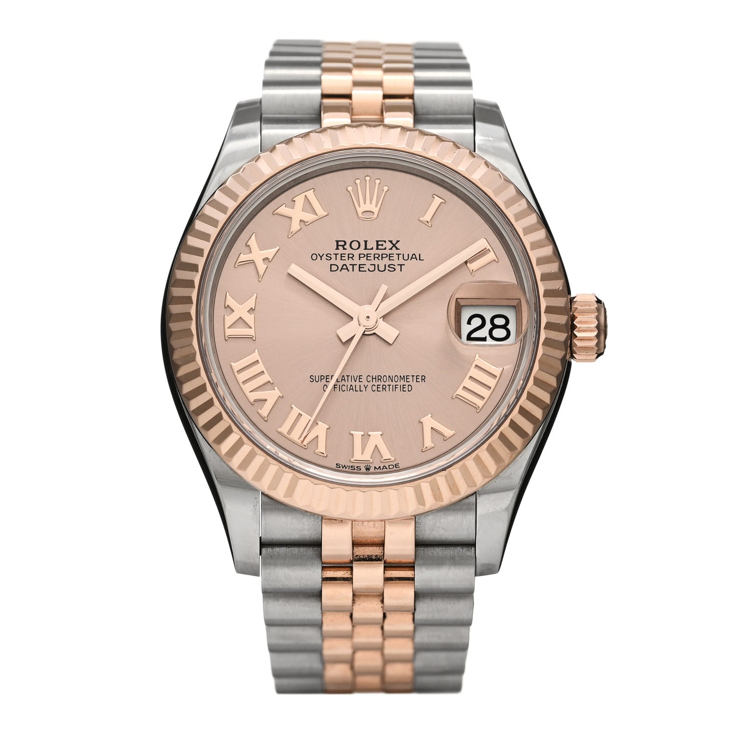 Stainless Steel 18K Everose Gold 31mm Oyster Perpetual Datejust Watch Sundust Roman 278271