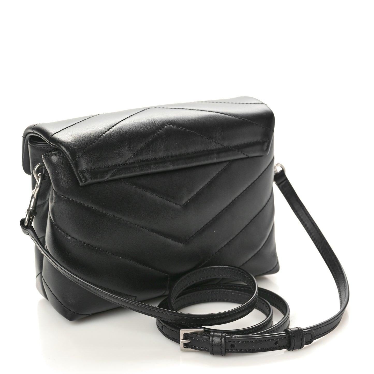 Calfskin Y Quilted Monogram Toy Loulou Crossbody Bag Black