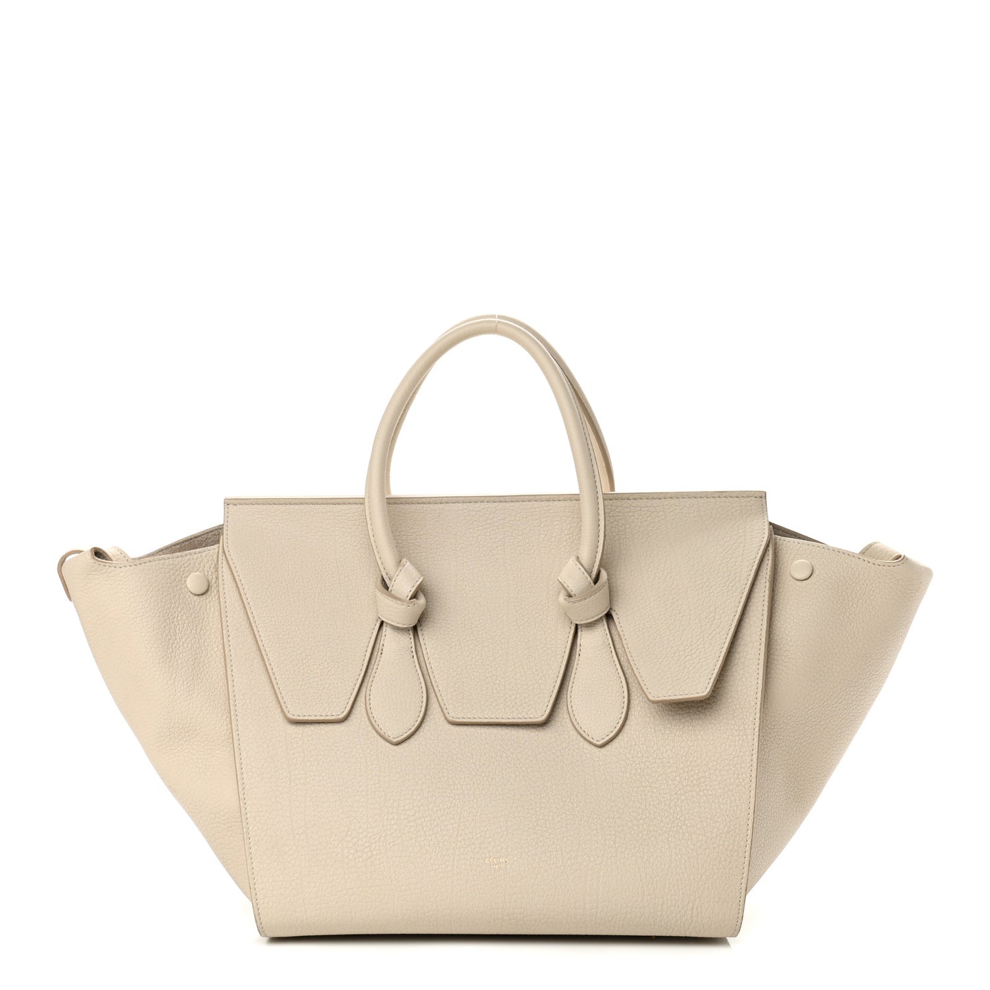 Crisped Calfskin Tie Knot Small Tote Chalk
