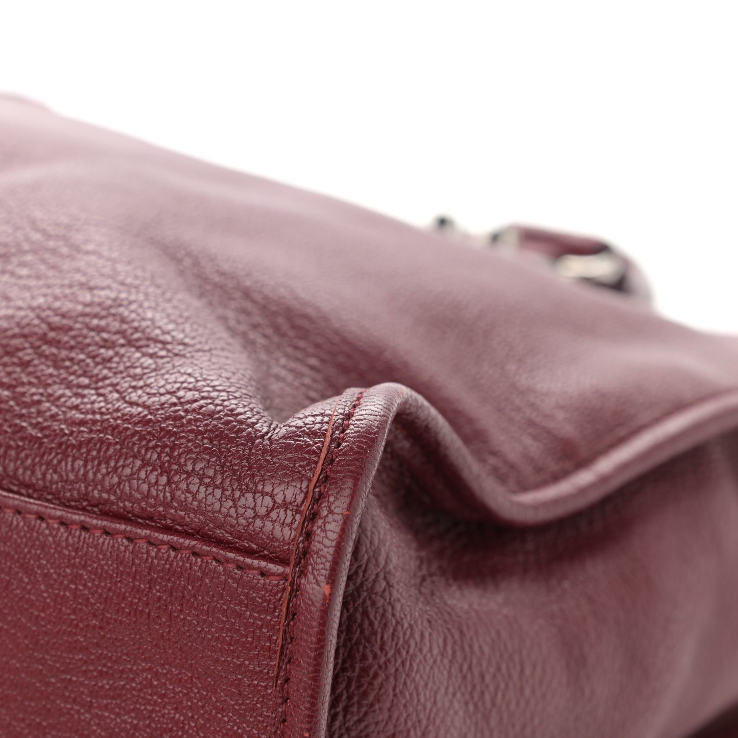 Chevre Silver Metallic Edge Hardware City Rouge Lie De Vin