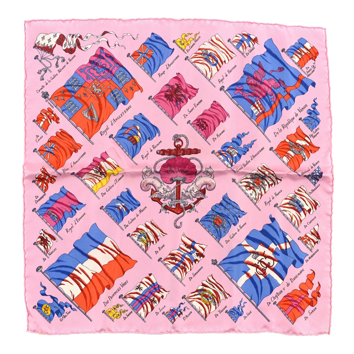 Hermes Silk Pavois Flags Pocket Square Scarf 1548997 – FASHIONPHILE