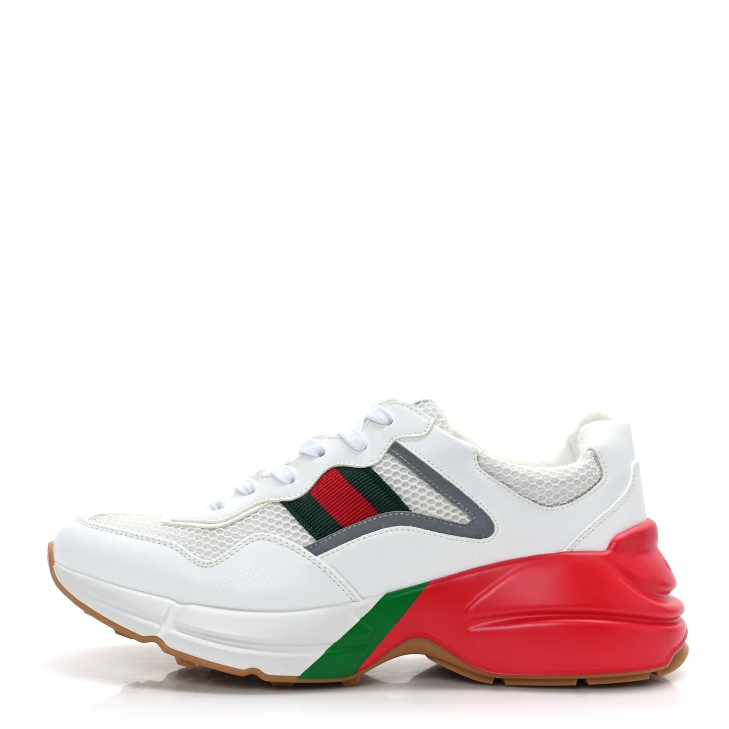 Lavaredo Eco Fabric Mesh Web Mens Rhyton Reflective Sneakers 7 Great White Green Red Silver