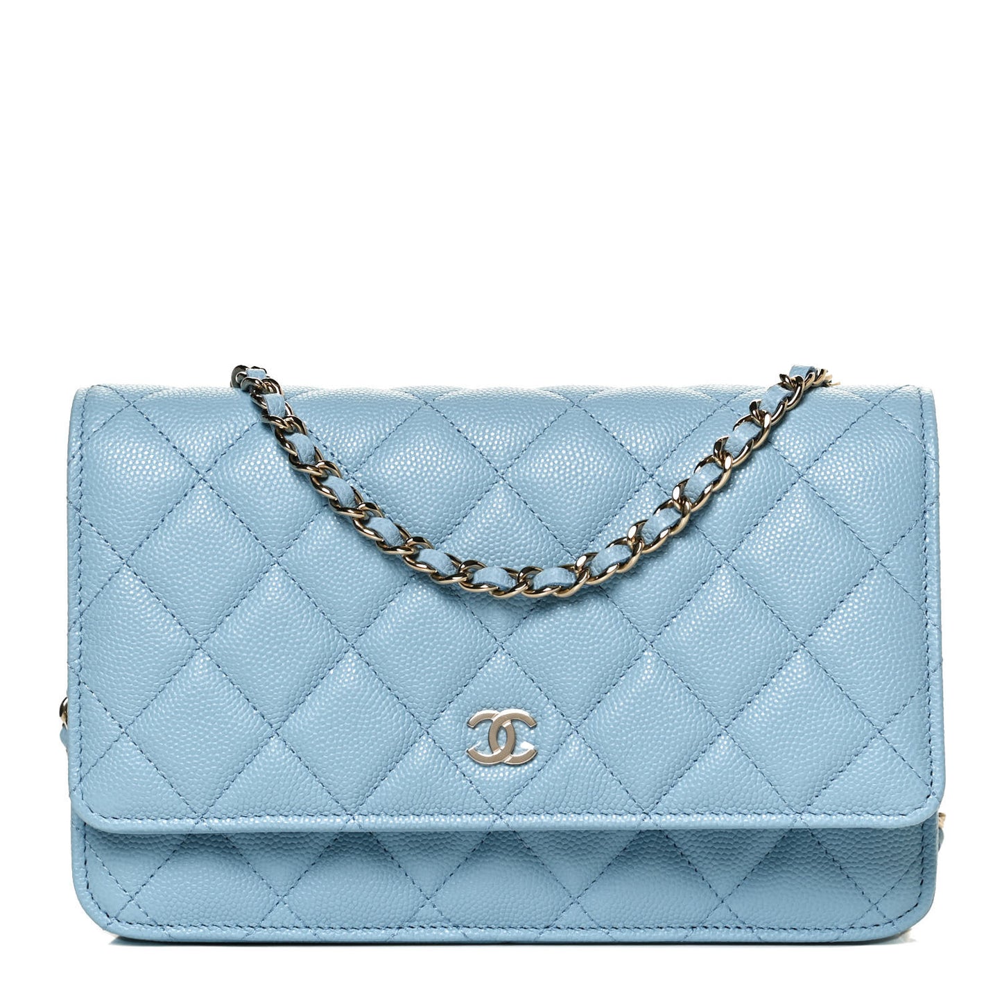 Caviar Quilted Wallet On Chain WOC Blue