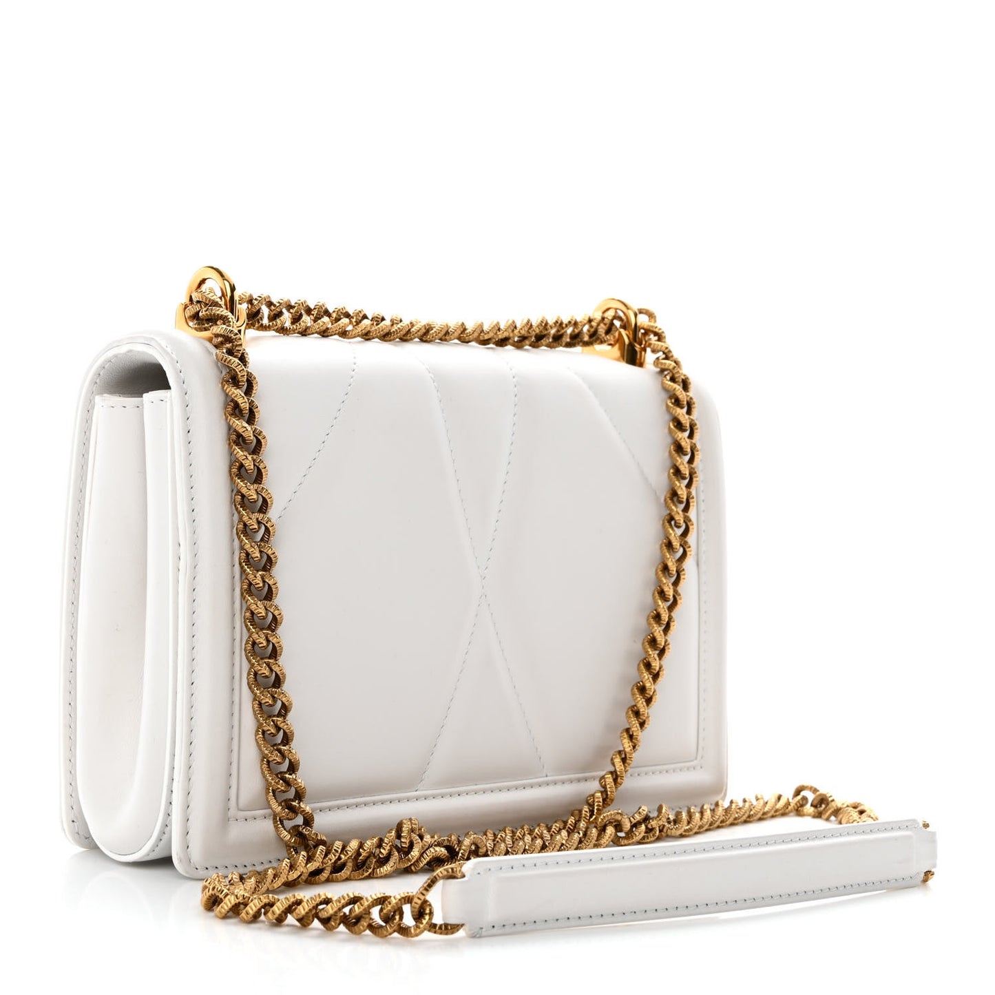 Lambskin Medium Devotion Crossbody Bag White