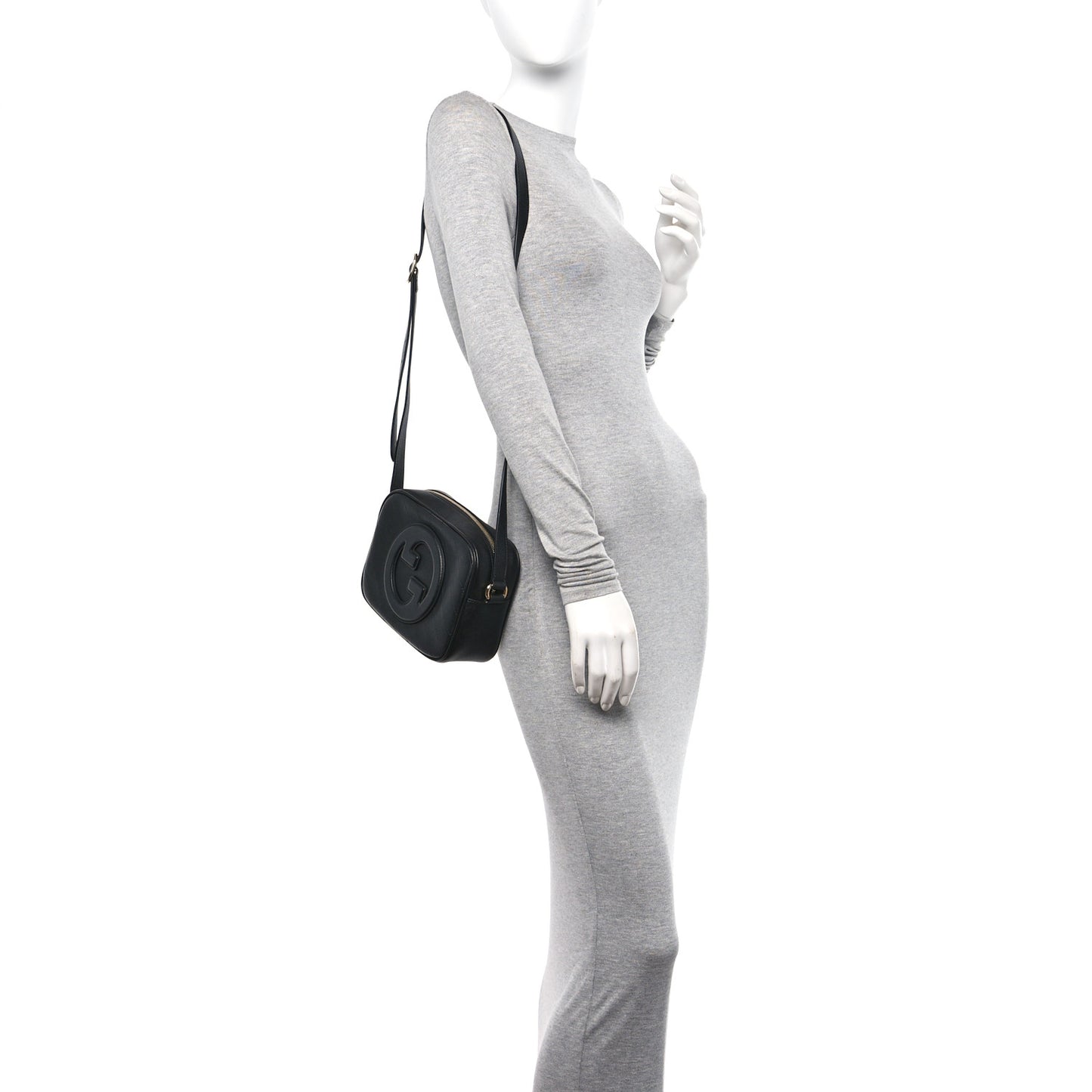 Sakai Be Green Calfskin Diagonal Stitched Small Blondie Shoulder Bag Black