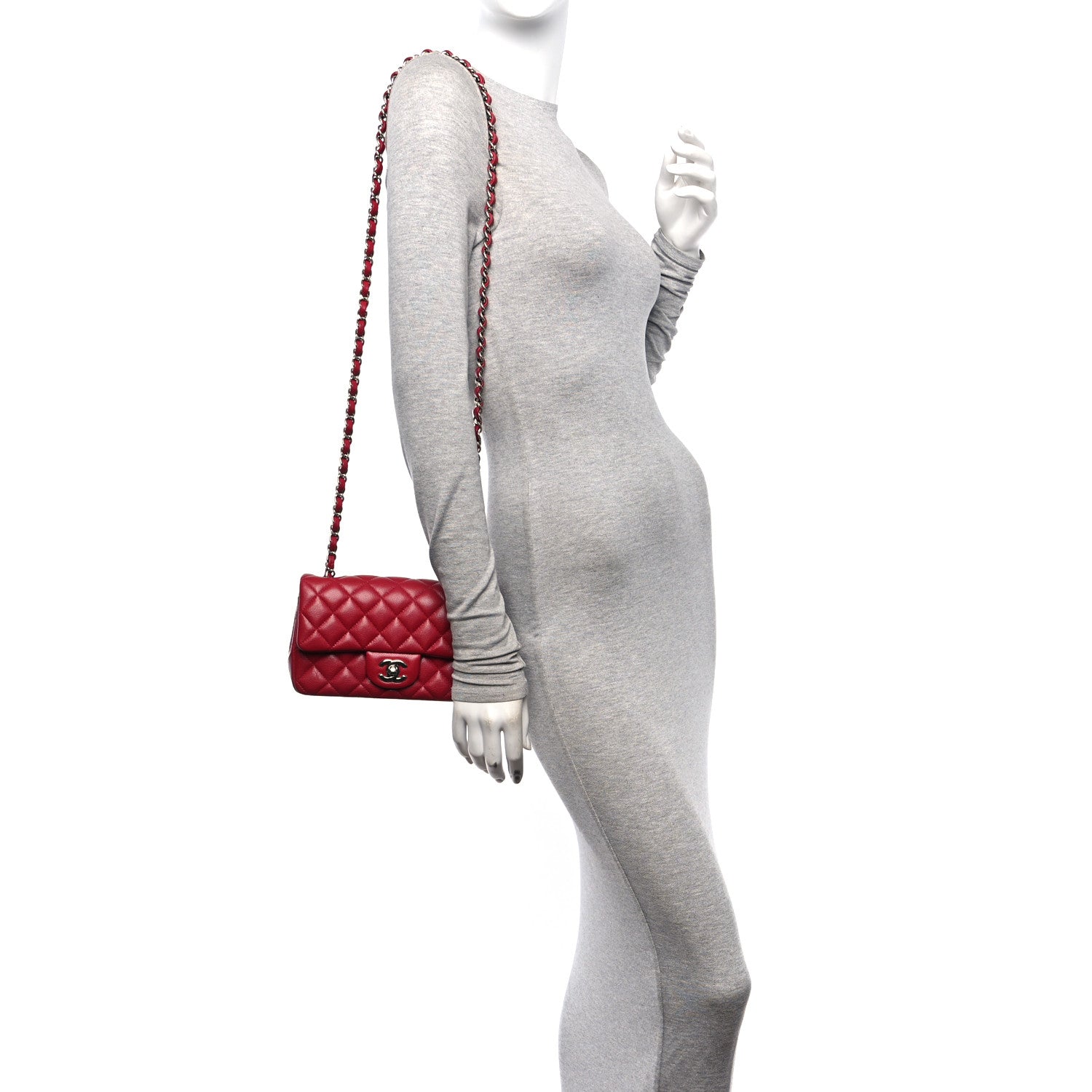 Chanel Caviar Quilted Mini Rectangular Flap Red 2 of 11