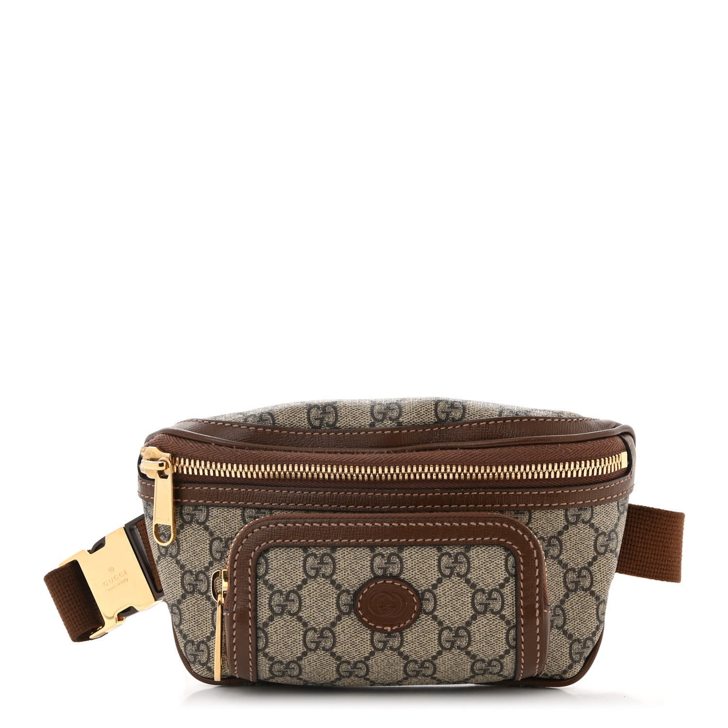 GG Supreme Monogram Textured Calfskin Retro Interlocking G Belt Bag Beige Ebony Brown Sugar
