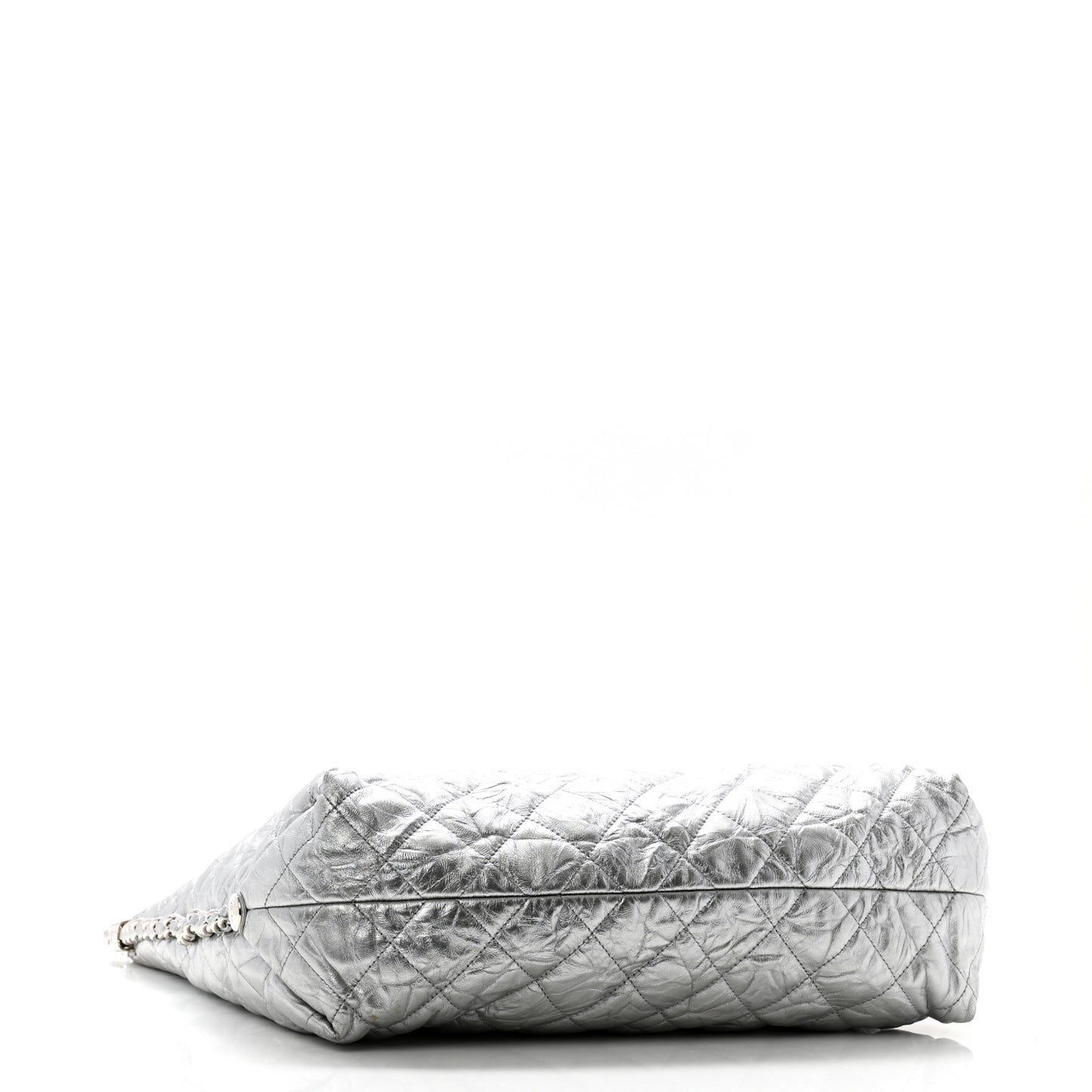 Metallic Crackled Calfskin Quilted Large Big Bang Hobo Silver
