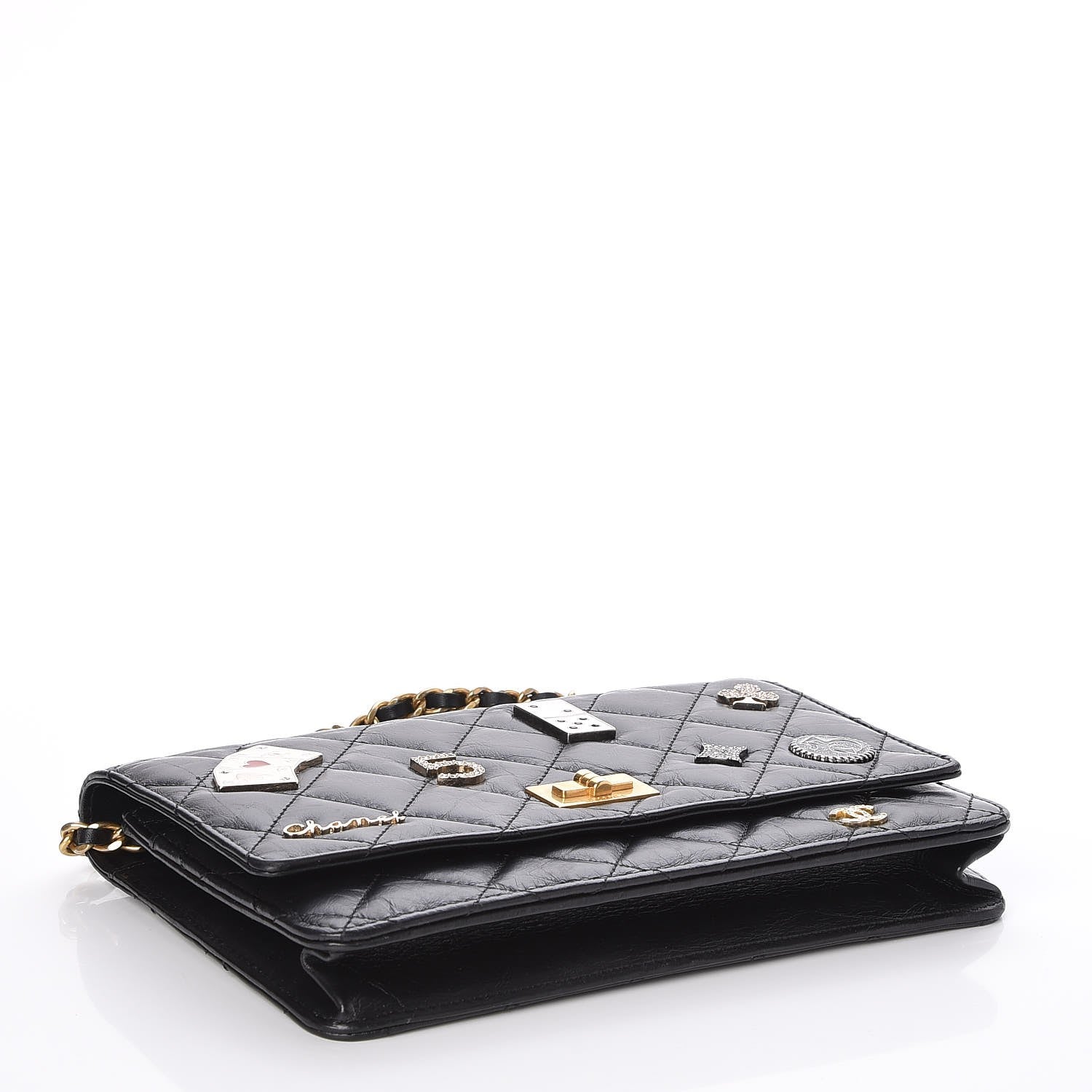 Chanel Aged Calfskin Casino 2.55 Reissue Wallet on Chain WOC Black 4 of 10