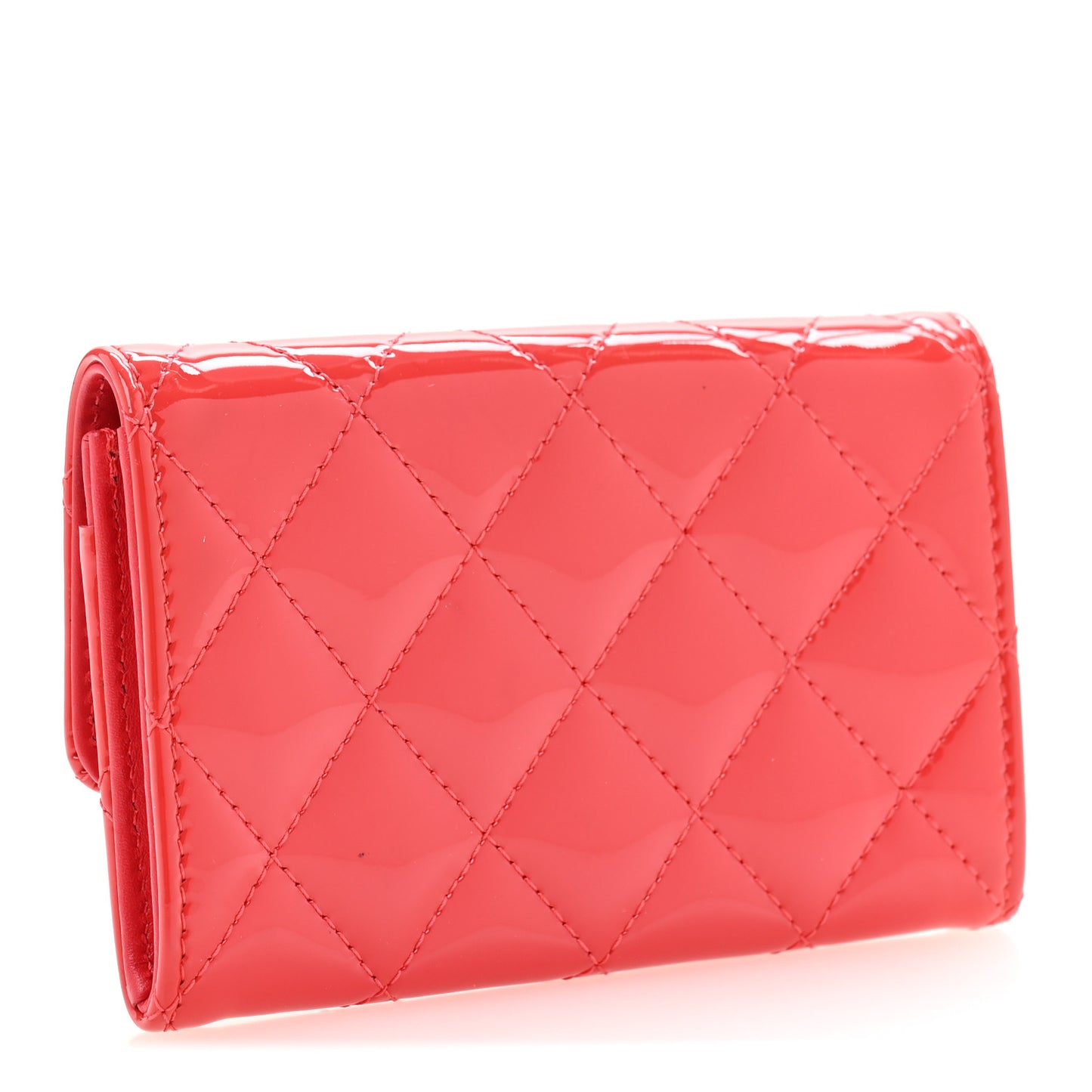 Patent Quilted Card Holder Wallet Red