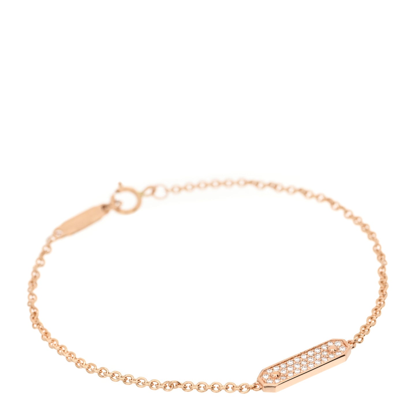 18K Rose Gold Diamond Tag Chain Bracelet