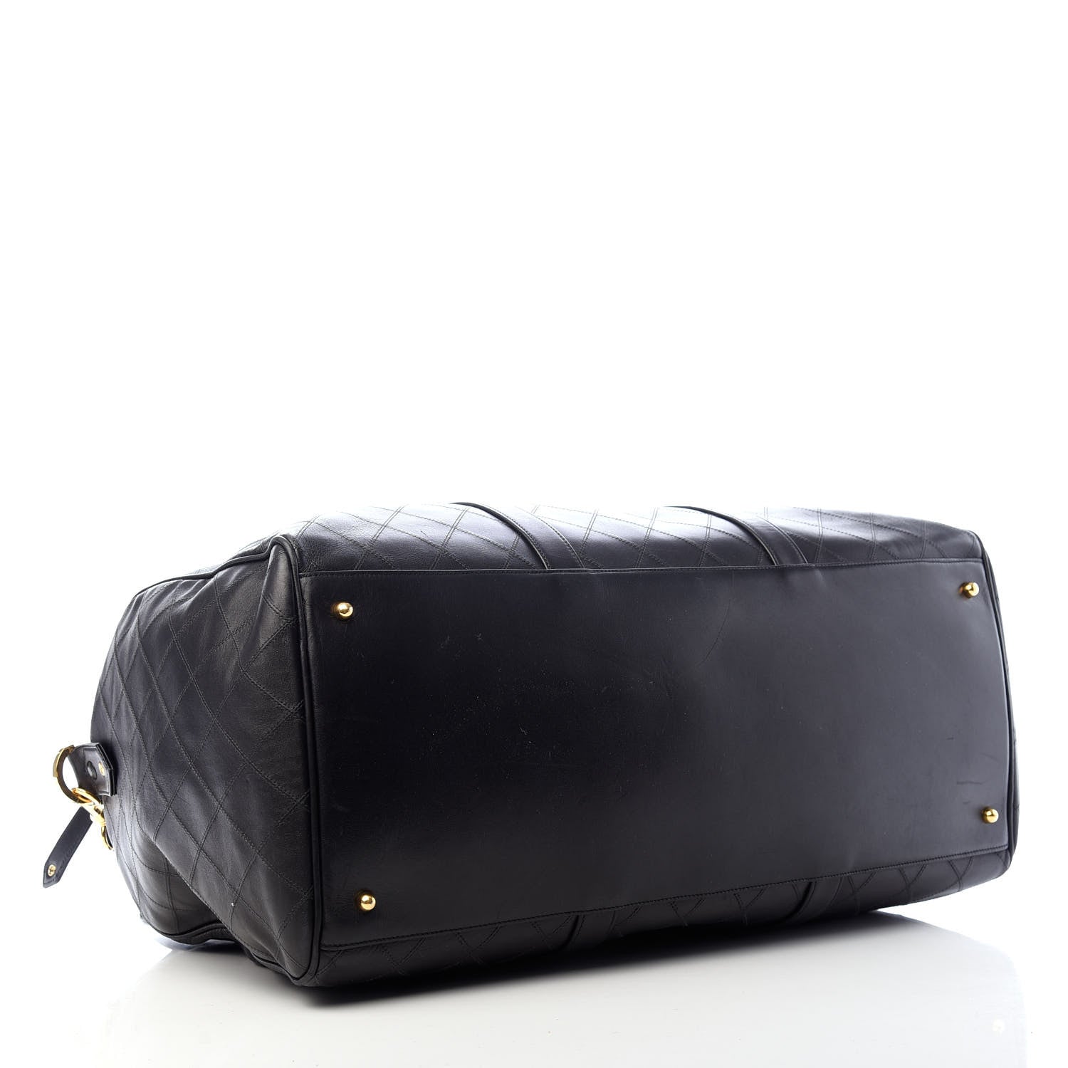 Chanel Calfskin Diamond Stitched Duffle Bag Black 3 of 9