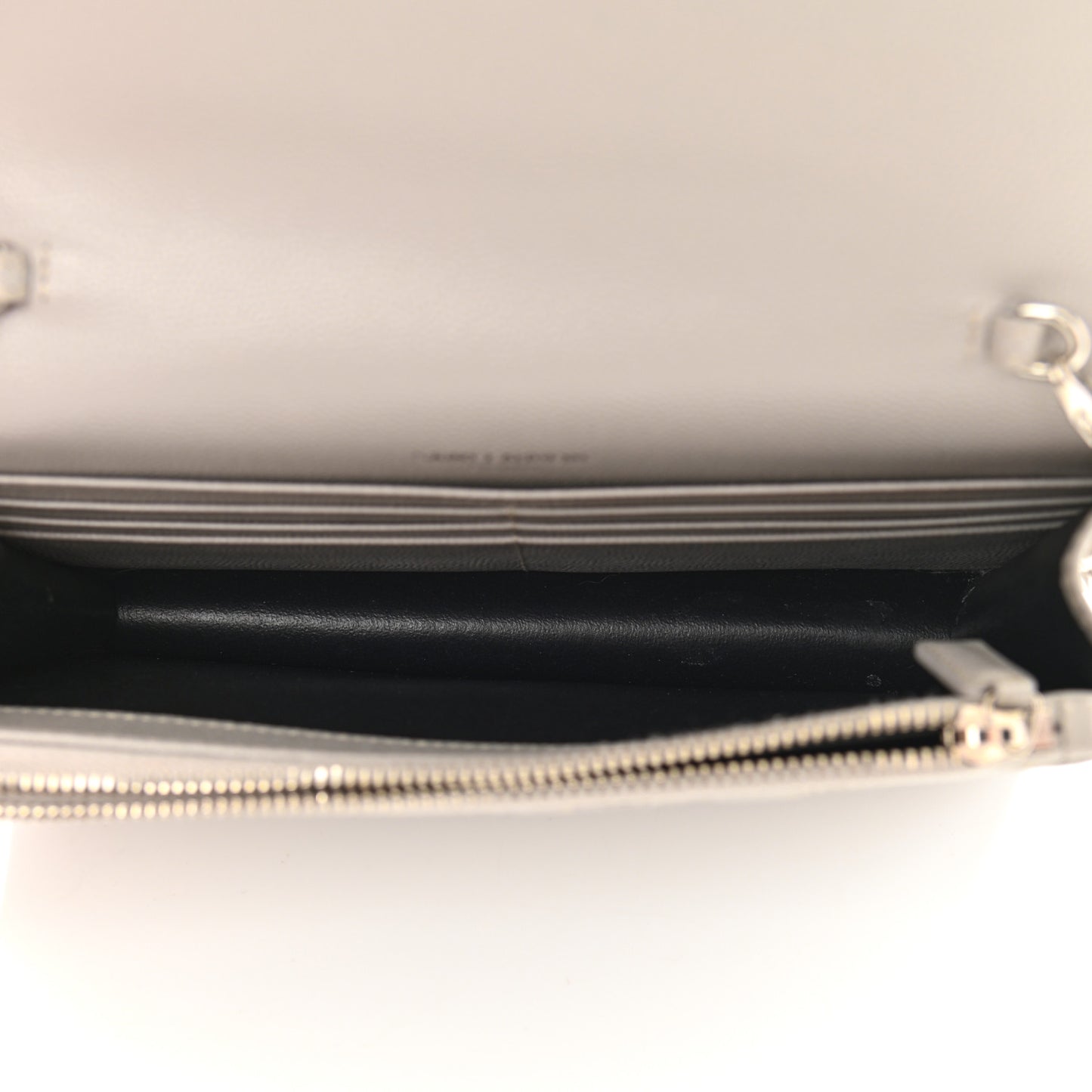 Grain De Poudre Matelasse Chevron Monogram Envelope Chain Wallet Granite