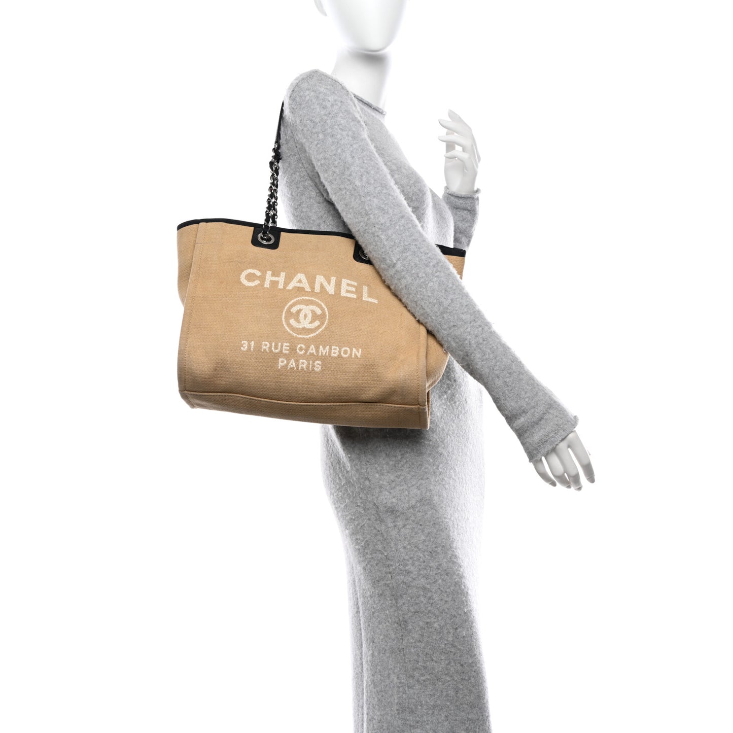 Canvas Small Deauville Tote Beige Black