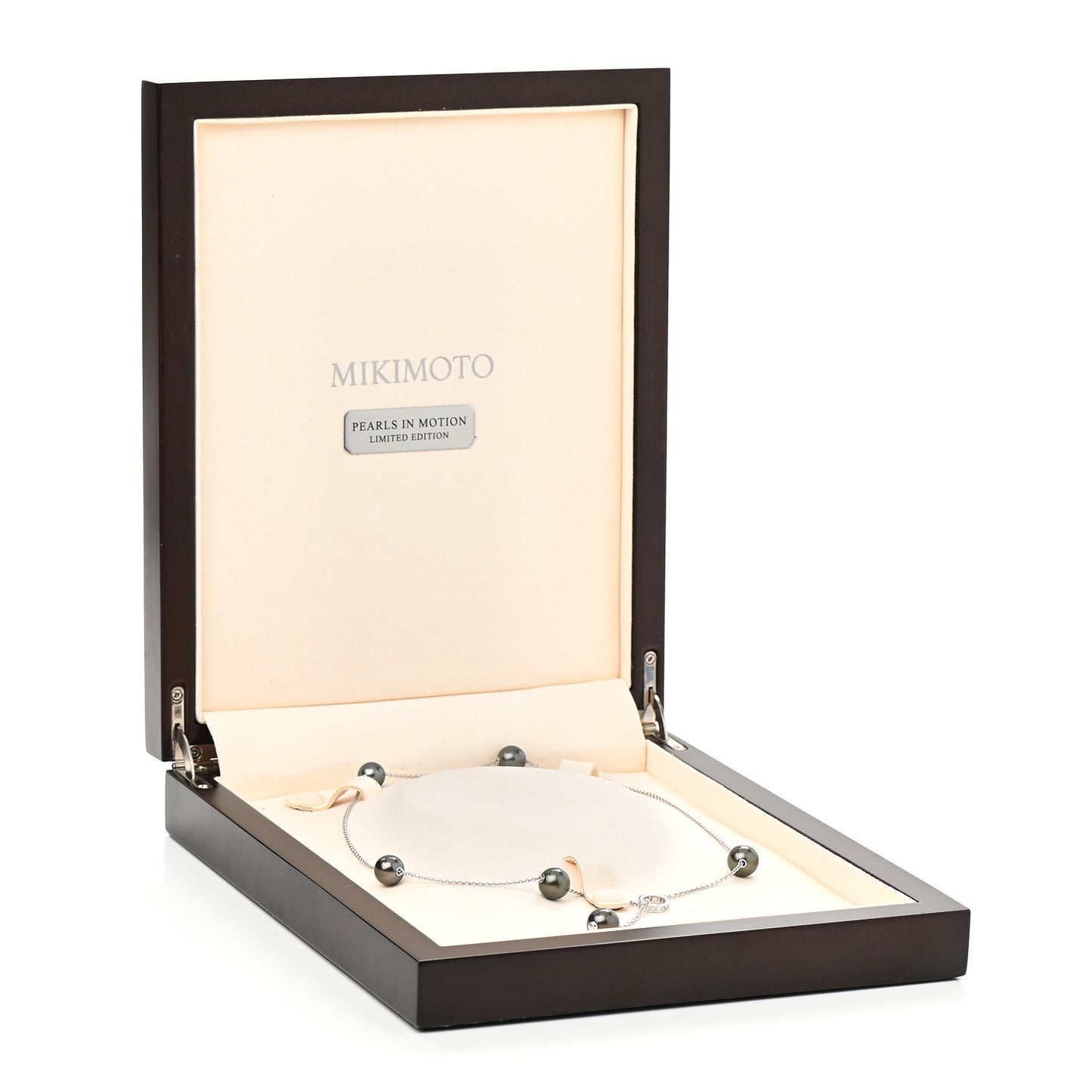 18K White Gold Diamond Black South Sea Pearl 10mm Pearls In Motion Necklace