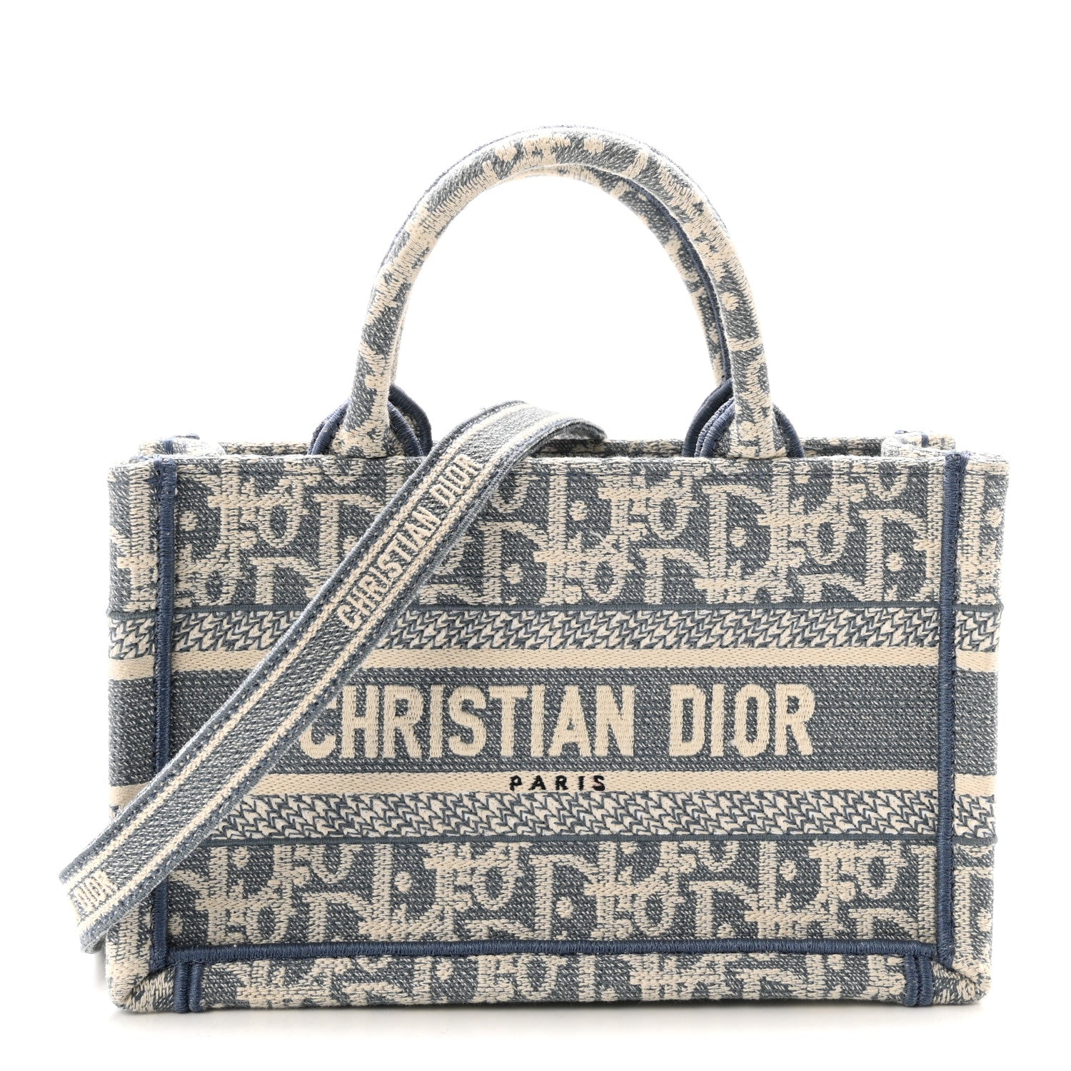 小物 Dior Christian Dior Oblique Mini Book Tote With Strap Light Blue