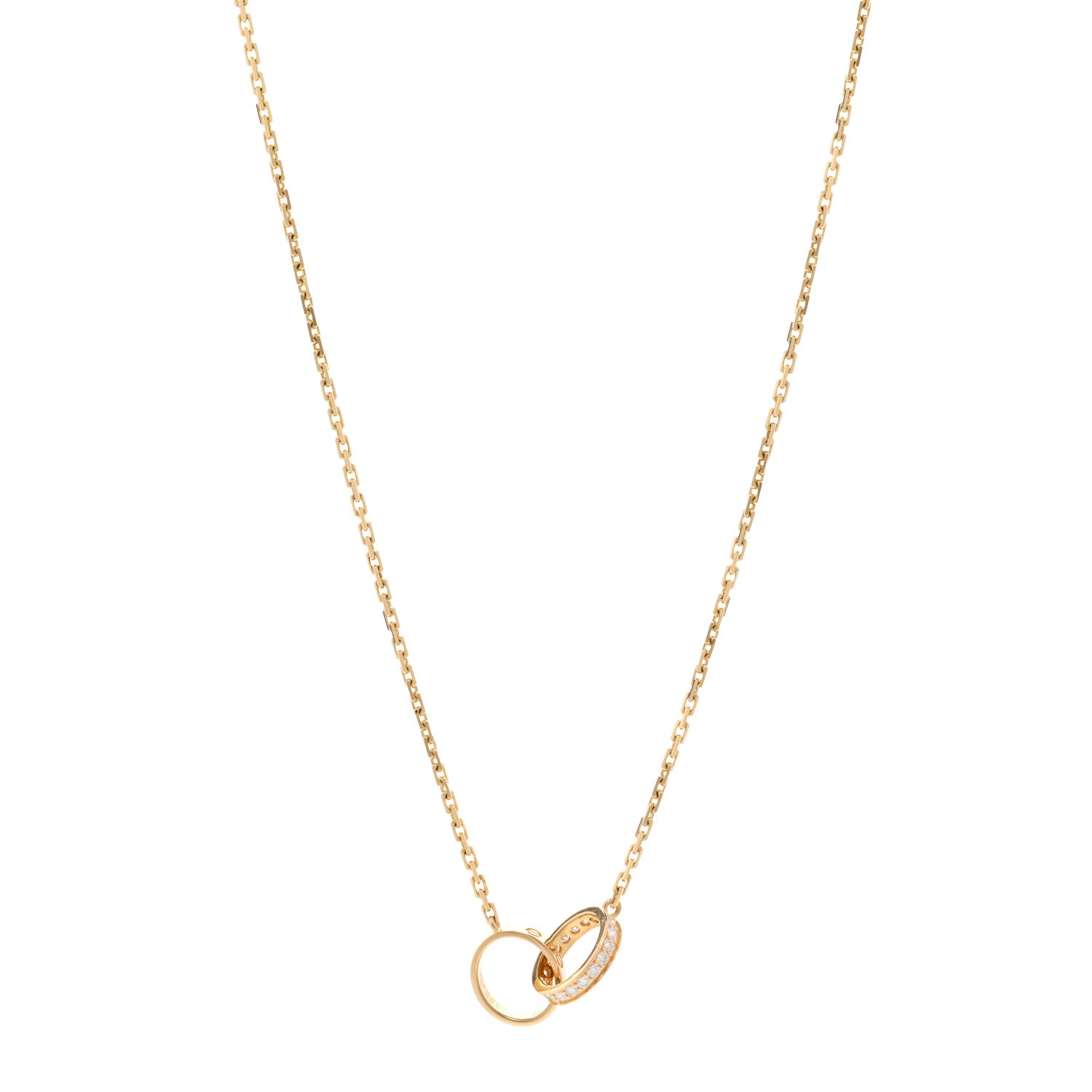 Cartier 18K Yellow Gold Diamond Interlocking LOVE Necklace 1 of 6