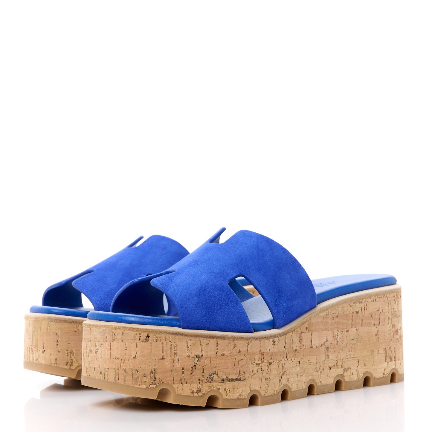Suede Goatskin Cork Eze 30 Sandals 36 Bleu Ocean