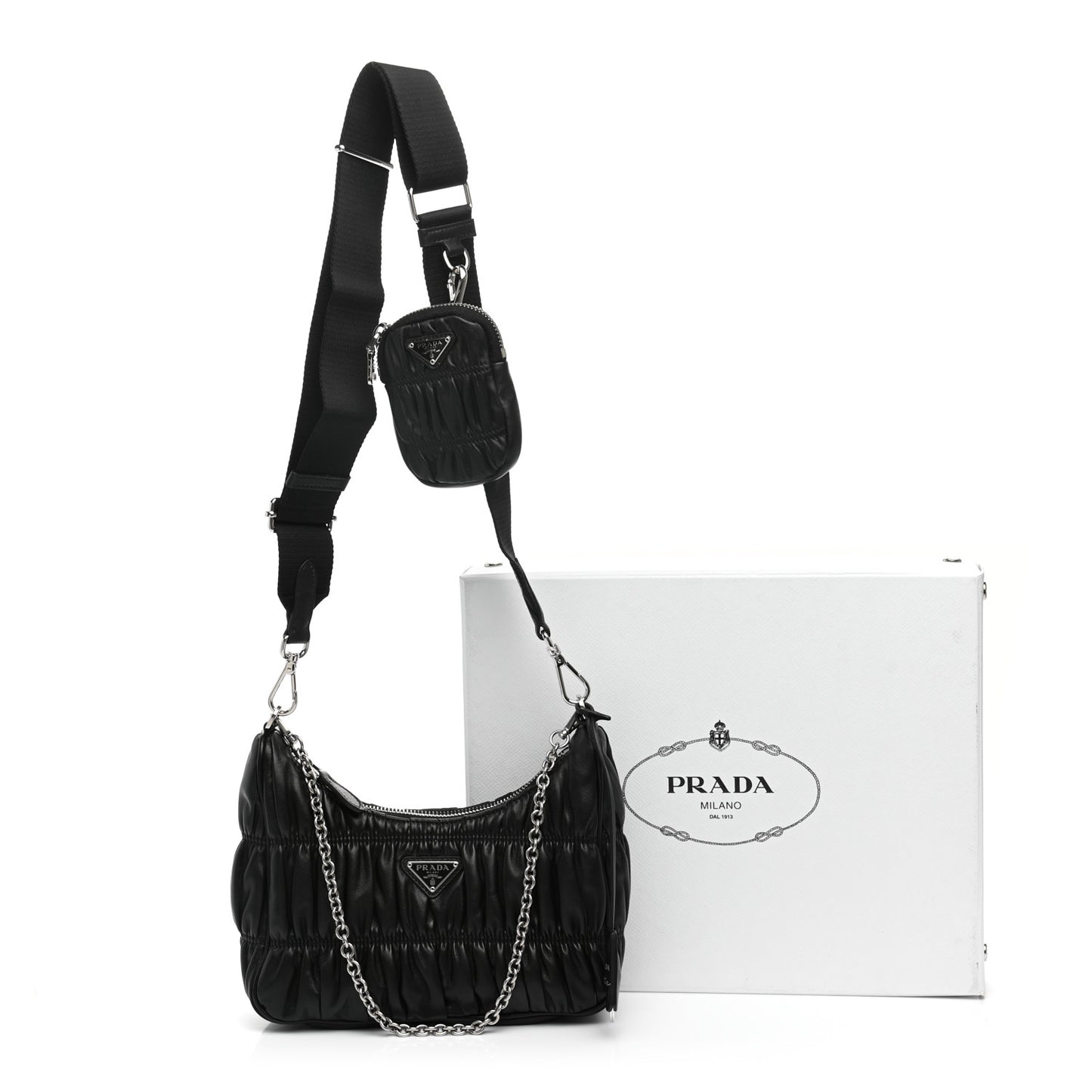 Nappa Gaufre Re-Edition 2005 Shoulder Bag Black