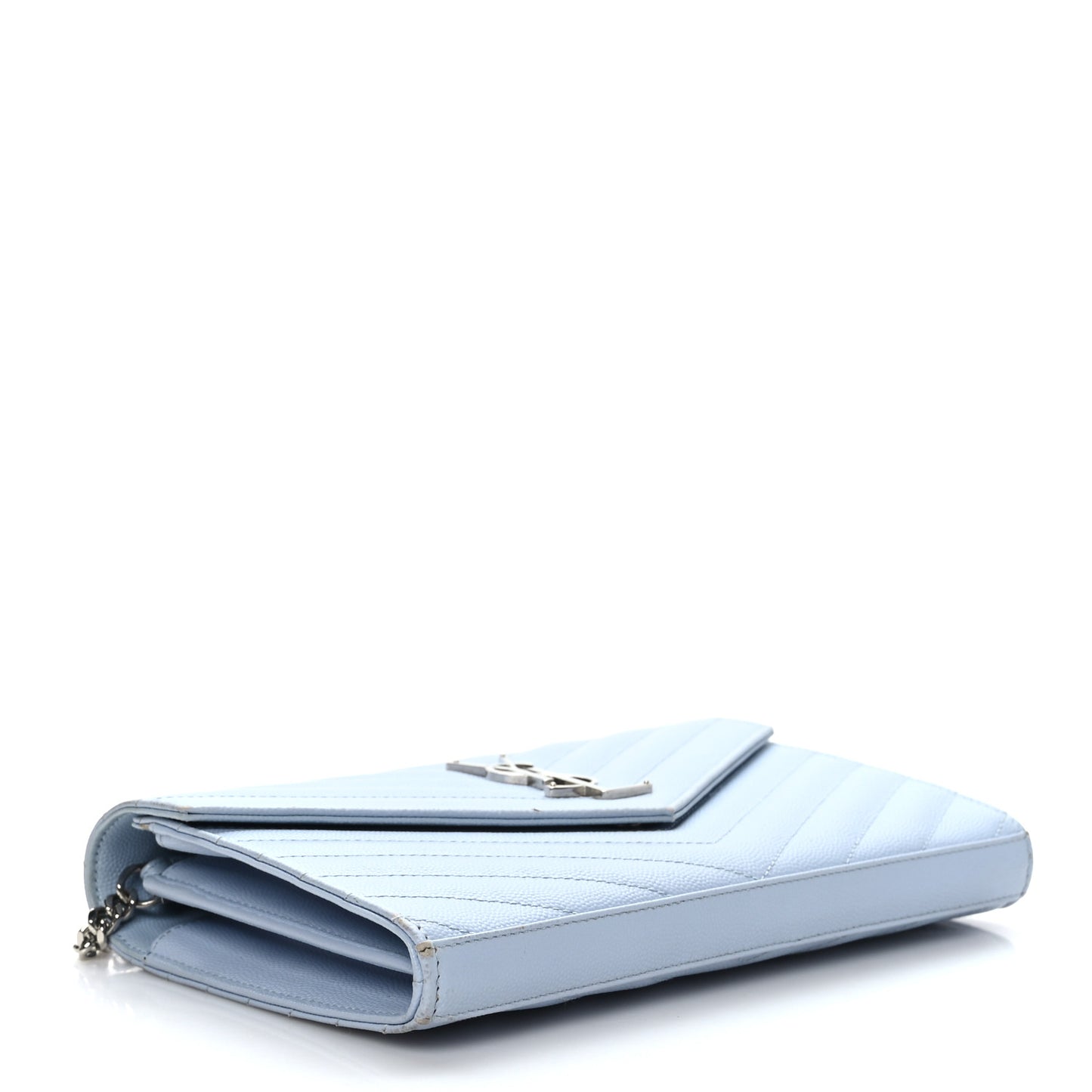 Grain De Poudre Matelasse Chevron Monogram Chain Wallet Sky Blue