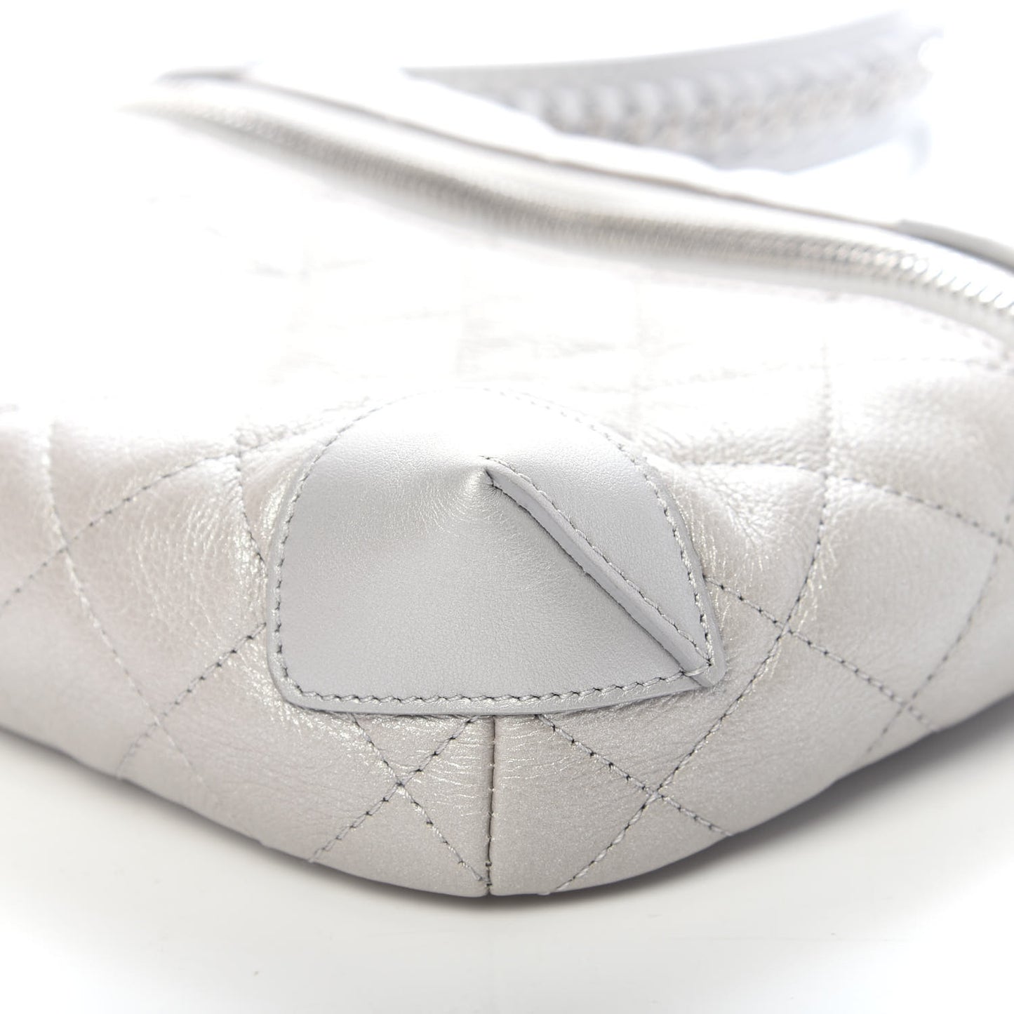 Metallic Calfskin Camera Case Silver