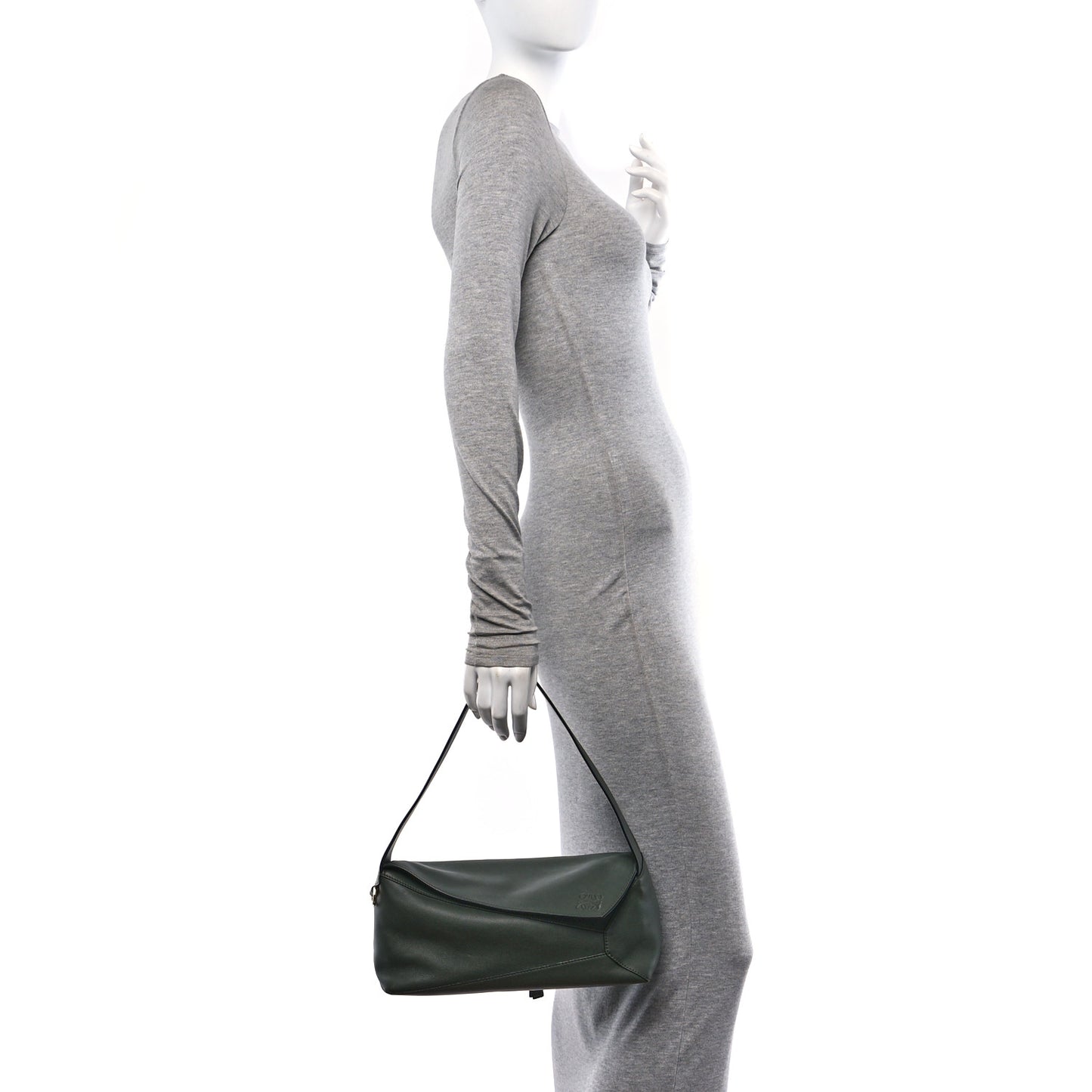 Calfskin Puzzle Hobo Army Green