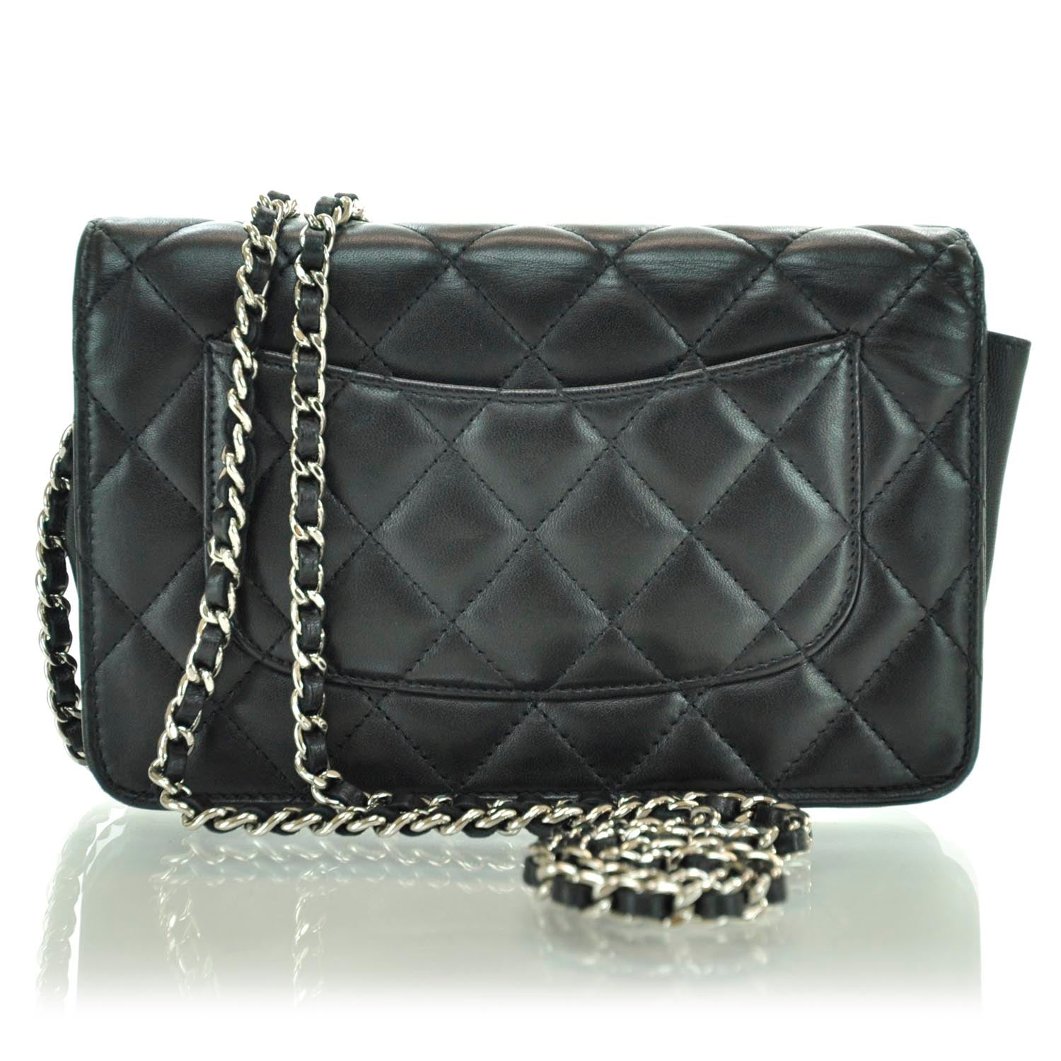 Chanel Lambskin Quilted Wallet On Chain WOC Black 3 of 12