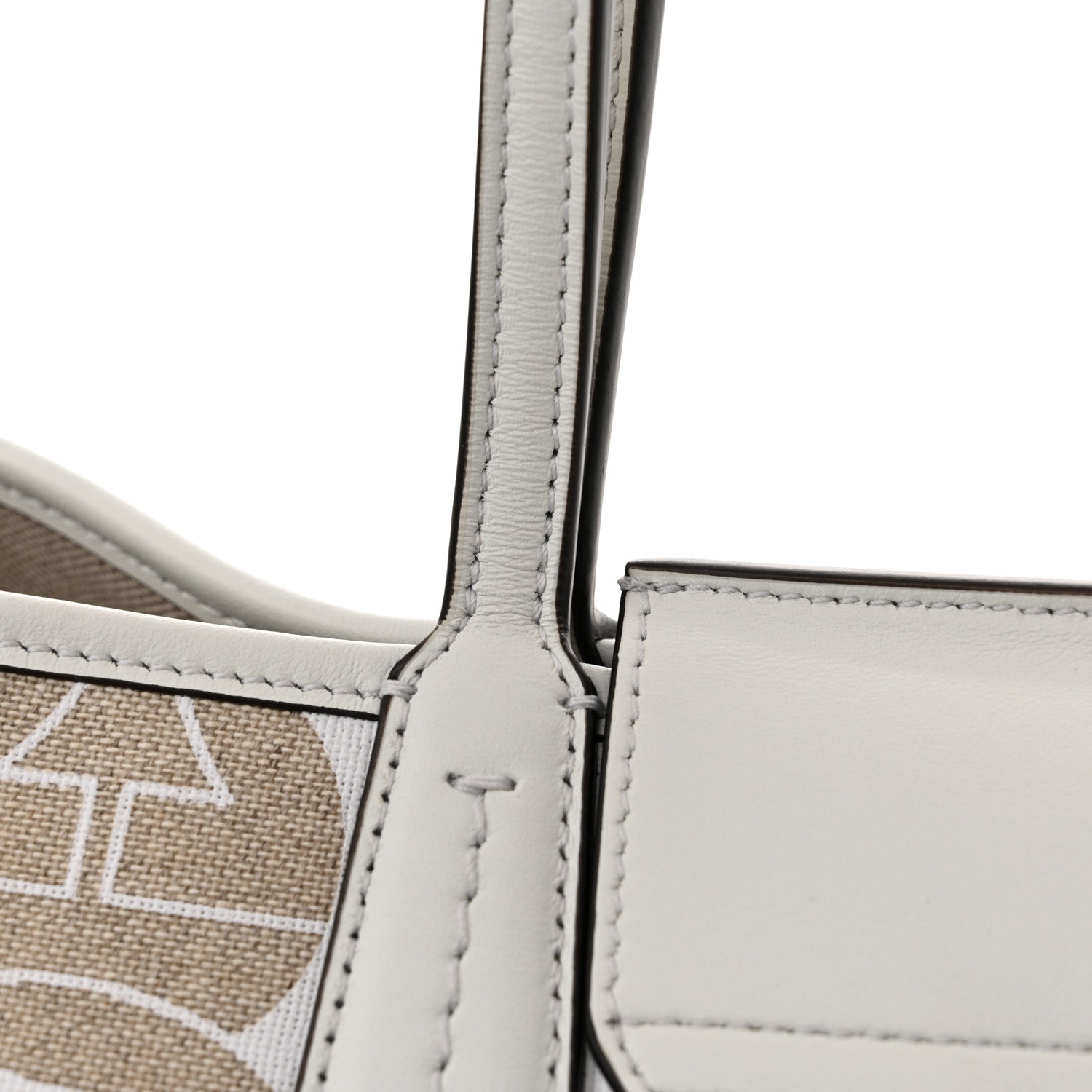 Salvatore Ferragamo Canvas Calfskin Gancini Tote White Beige 12 of 12