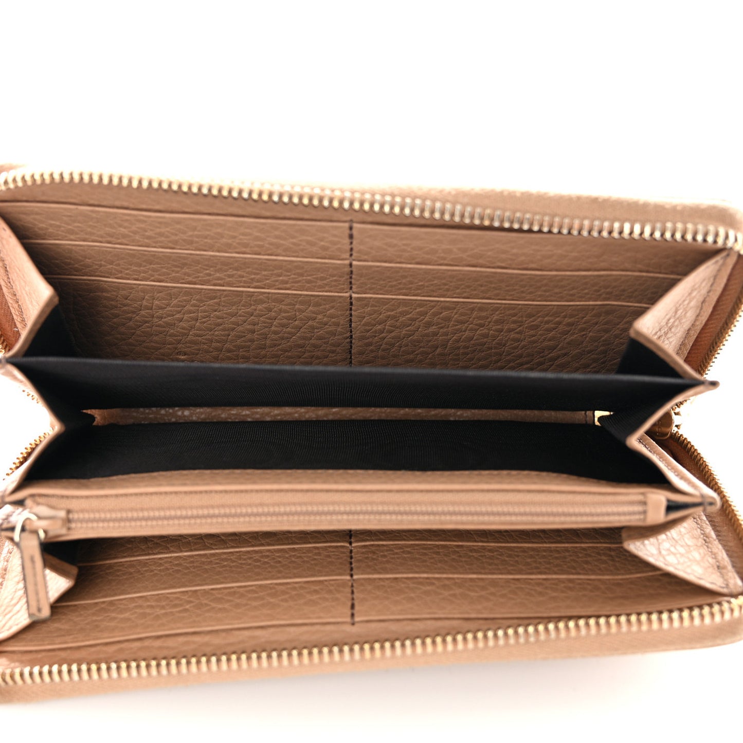 Pebbled Calfskin Soho Zip Around Wallet Camelia