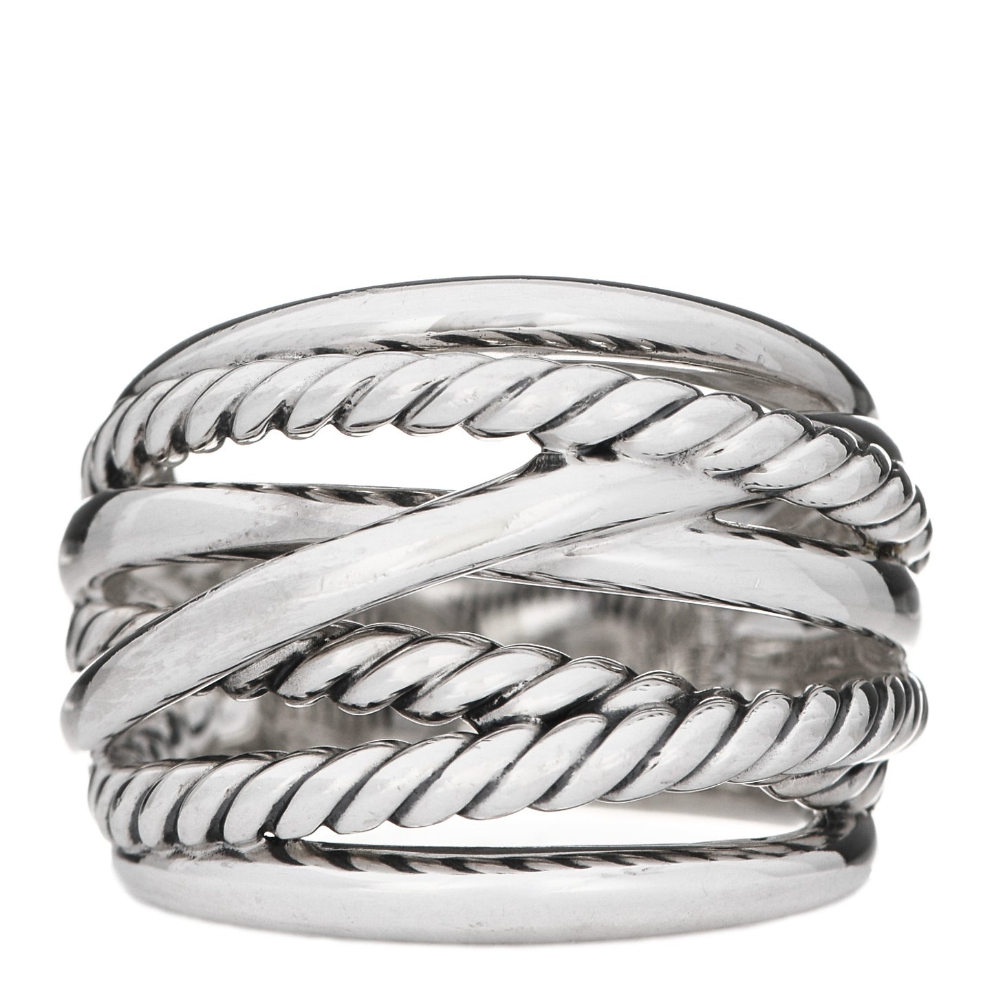 Sterling Silver 18mm Wide Crossover Cable Ring 52 6
