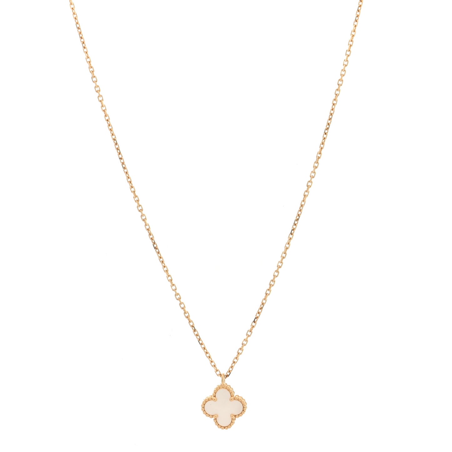 18K Yellow Gold Mother of Pearl Sweet Alhambra Pendant Necklace