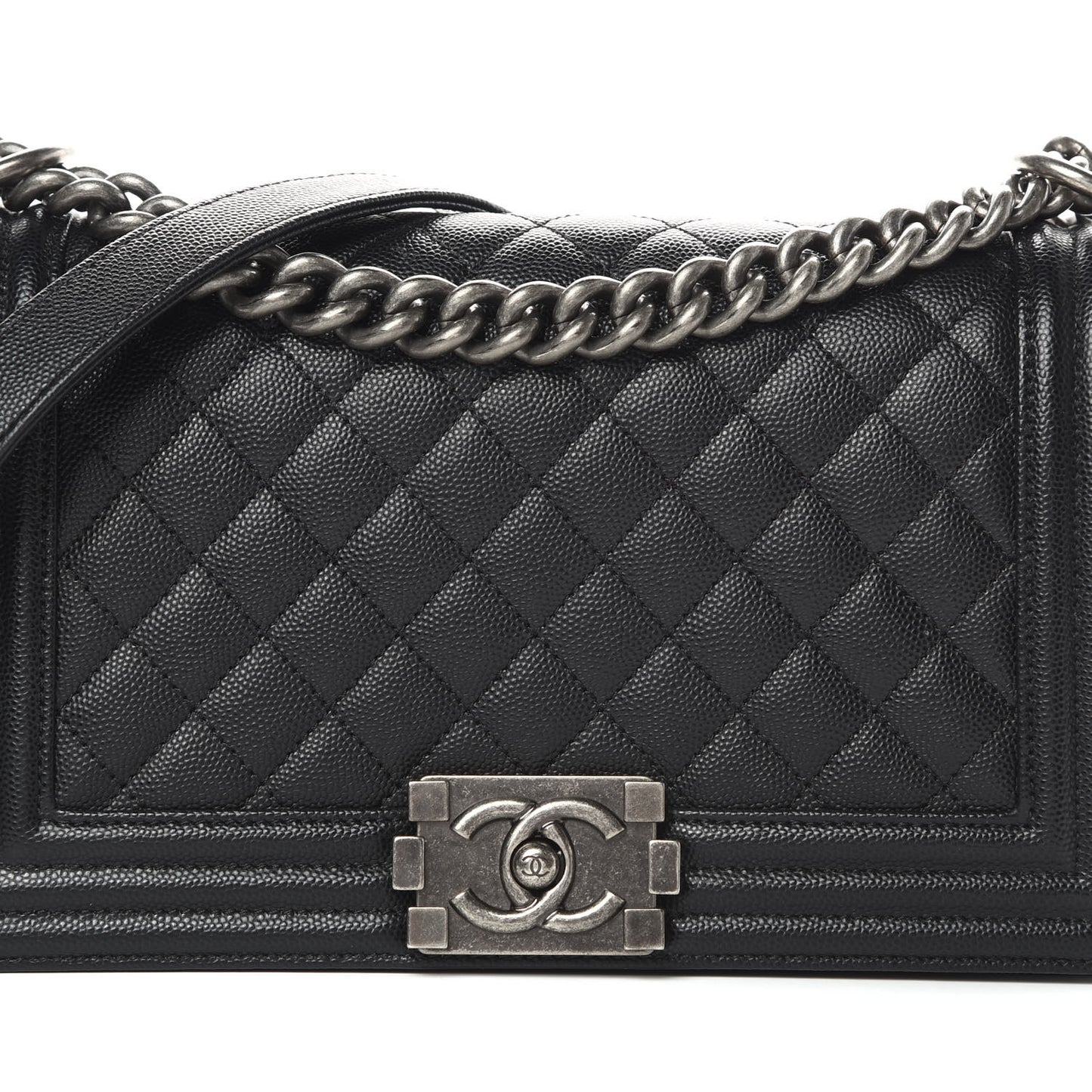 Caviar Quilted Medium Boy Flap Black